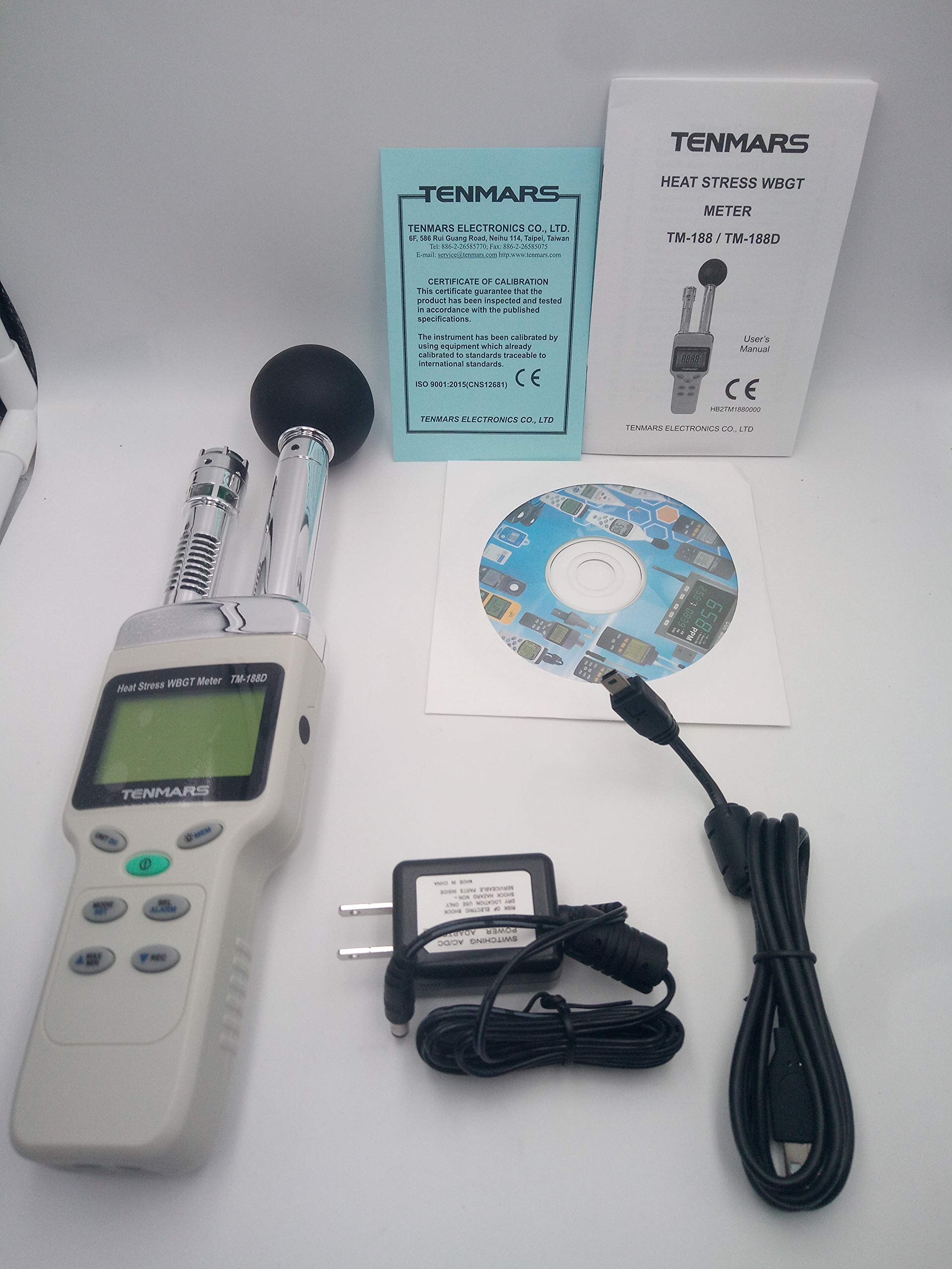 Heat Stress WBGT Meter - Monitor Air Temperature, Humidity, Dew Point & Wet Bulb Temp - 12,000 Data Logging Records with USB PC Interface - Ideal for Workplace Safety & Industrial Heat Stress Monitoring