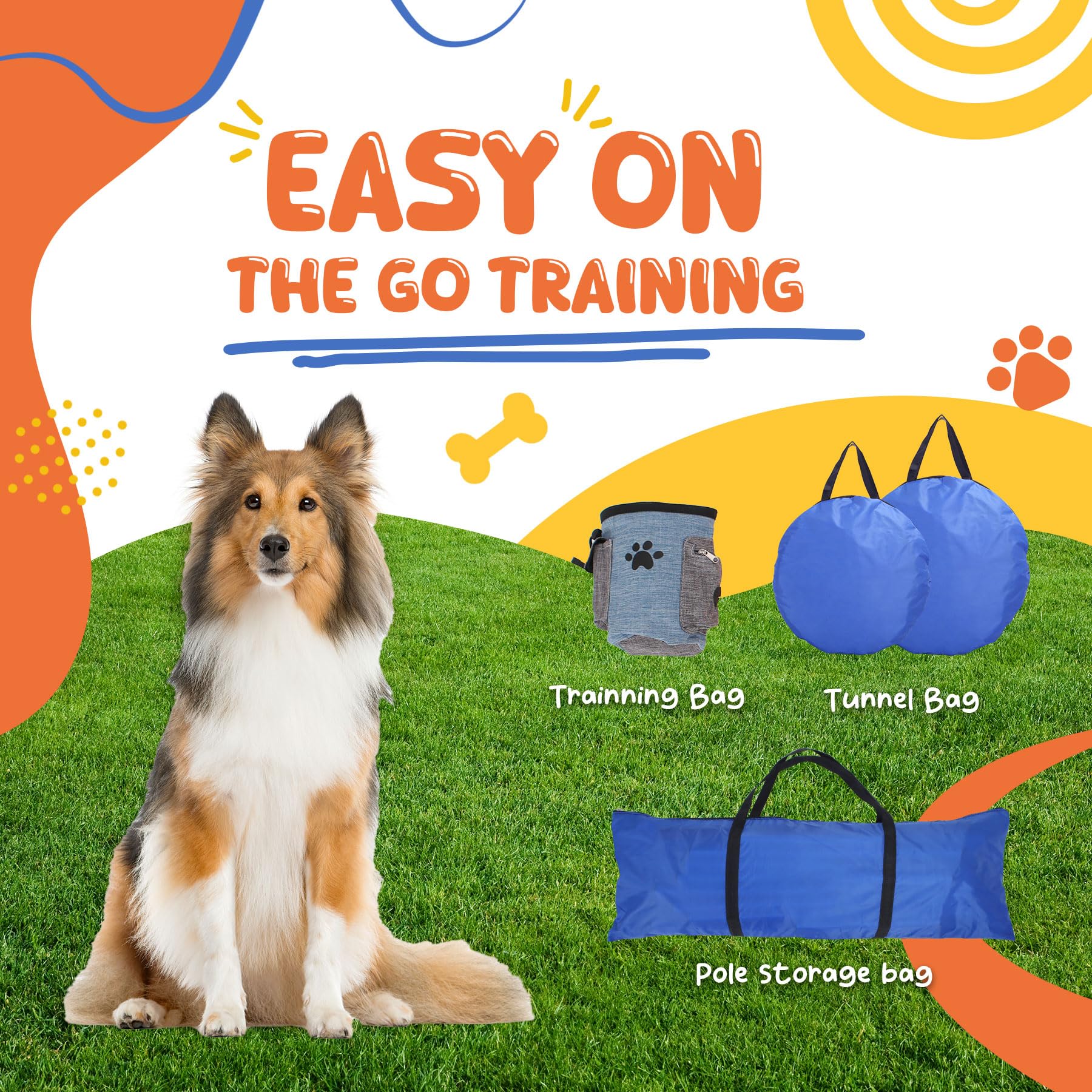 Professional Dog Agility Training Equipment Set - Tunnel, Bags, Jumps & Toys for Indoor & Outdoor Use - Backyard Agility Course for Small to Large Dogs - Perfect for Training, Exercise & Playtime