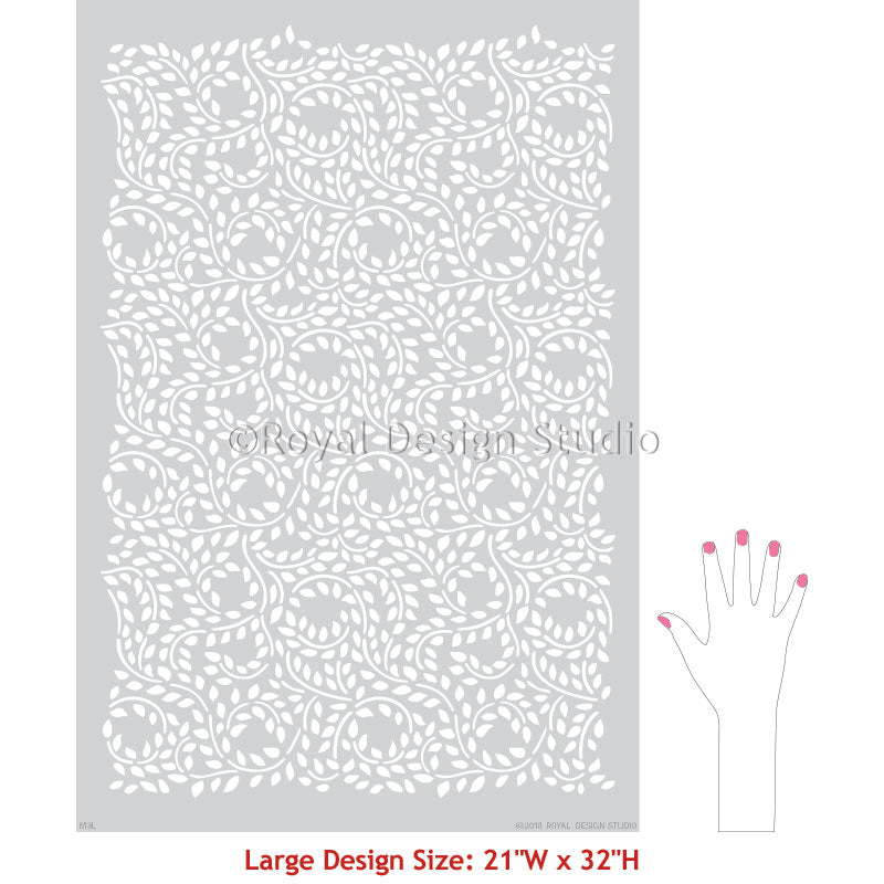 Lacy Leaves Wall Stencil - Reusable DIY Painting Template for Home Decor, Nursery, Bedroom & Living Room Accent Walls | Perfect for Stenciling, Wall Art, and Creative Interior Design Projects