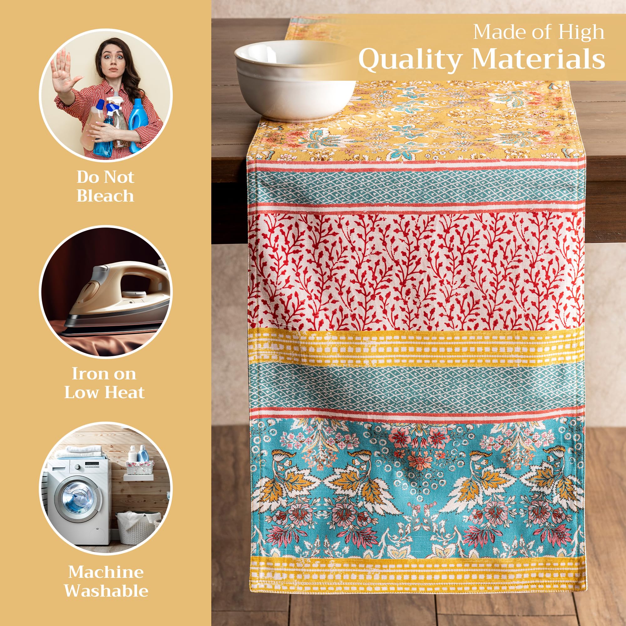 Maison d'Hermine 100% Cotton Double Layer Easter Table Runner - 108 Inch Long Marquise Design (14.5