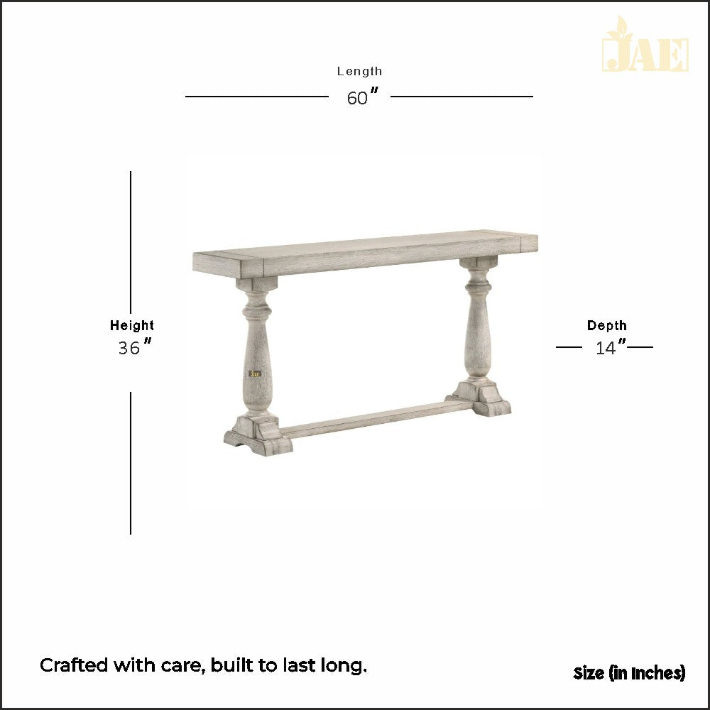 French Provincial Style Grey Wooden Pillar Console Table - Elegant Entryway & Hallway Decor for Home & Office