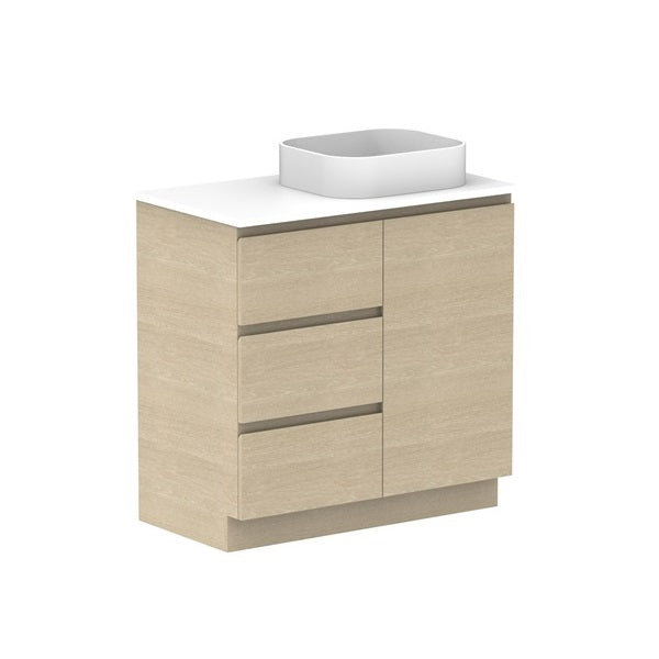 ADP Glacier Pro Hamper Trio Vanity with Solid Surface Top - Stylish Bathroom Storage Organizer for Towels, Toiletries & Laundry - Perfect for Master Bath, Guest Room or Spa Retreat