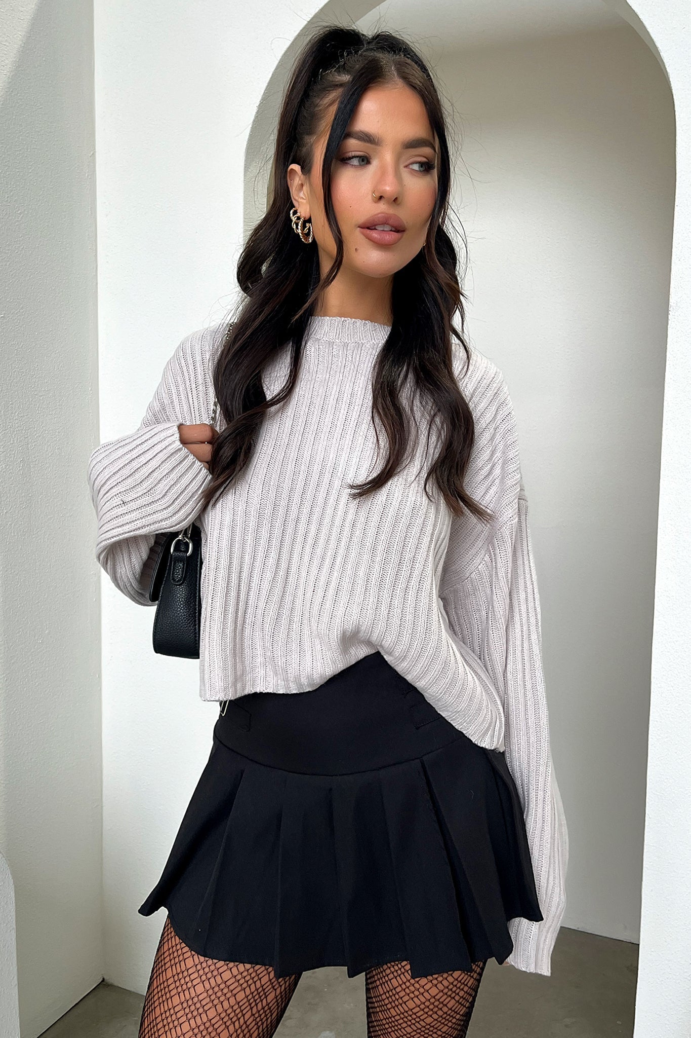 Mina Knit Sweater Women's Grey Casual Pullover for Fall & Winter | Cozy & Stylish for Office, Travel & Daily Wear