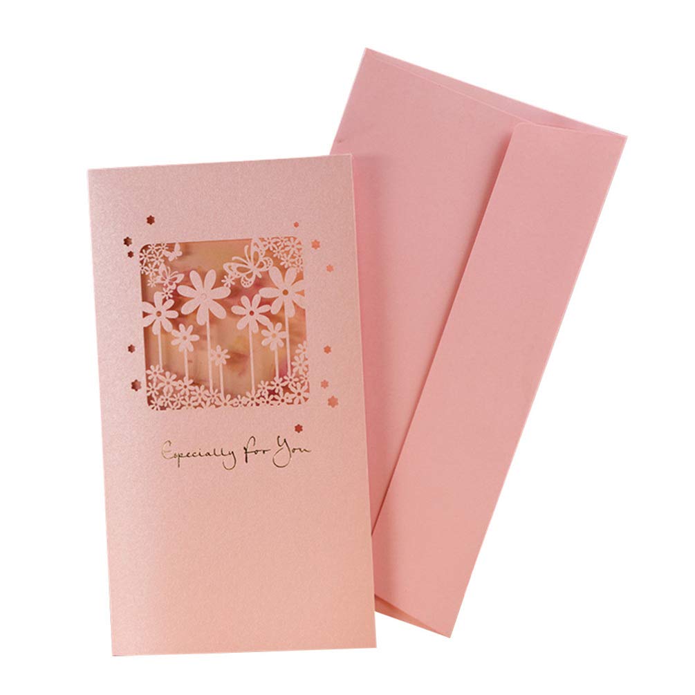 Amosfun 2 Pack Gold Foil Floral Greeting Cards with Envelopes - Elegant Hollow-Out Invitations for Christmas, New Year, Wedding & Birthday Celebrations | Perfect for Holiday Wishes, Party Invites & Special Occasions