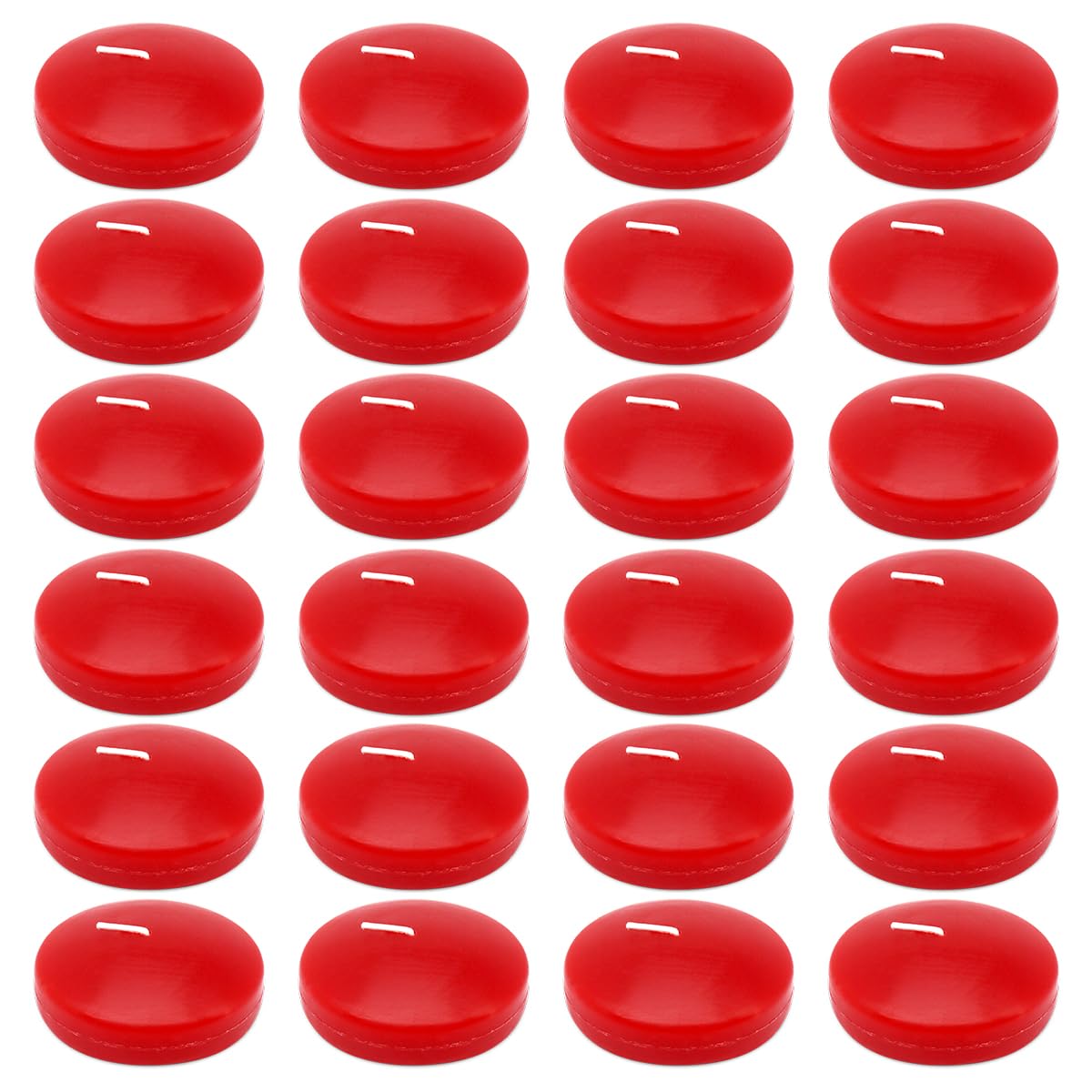 6 Hour Unscented Dripless Floating Candles - 2 Inch Red Pool Water Wax Candles for Cylinder Vases (24 Pack) | Perfect for Weddings, Parties, Pool Decor, Holiday Centerpieces & Romantic Ambiance
