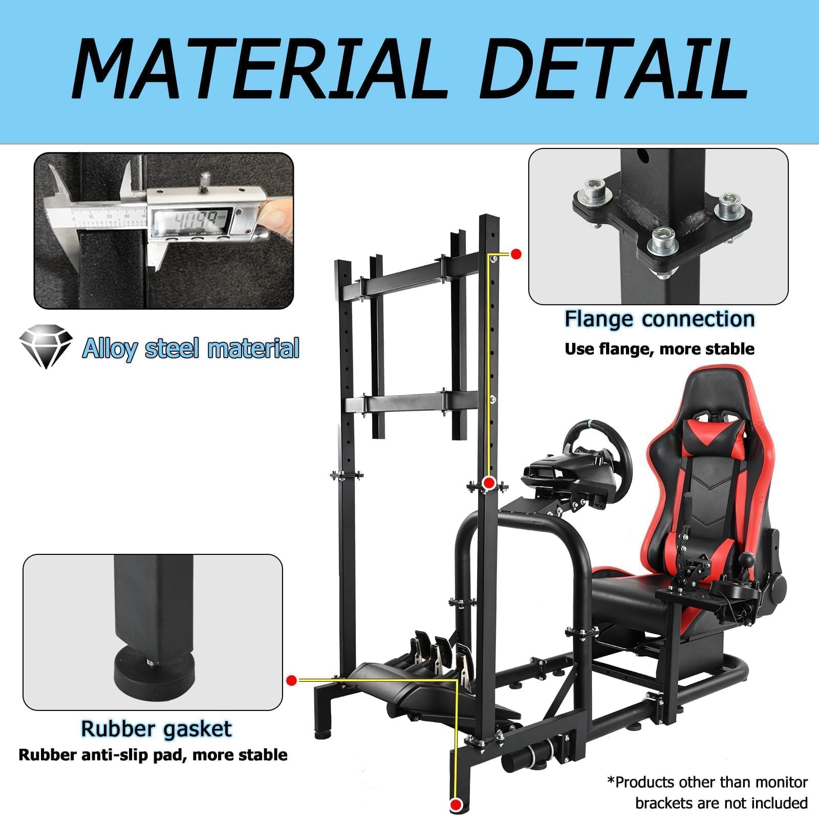 Anman Racing Pro Visualizer Display Stand - Adjustable Monitor Mount for 24 to 55 Inch Screens | Stable Sim Racing Bracket for Round Tube Cockpits | Perfect for Home Racing Simulators & Gaming Setups
