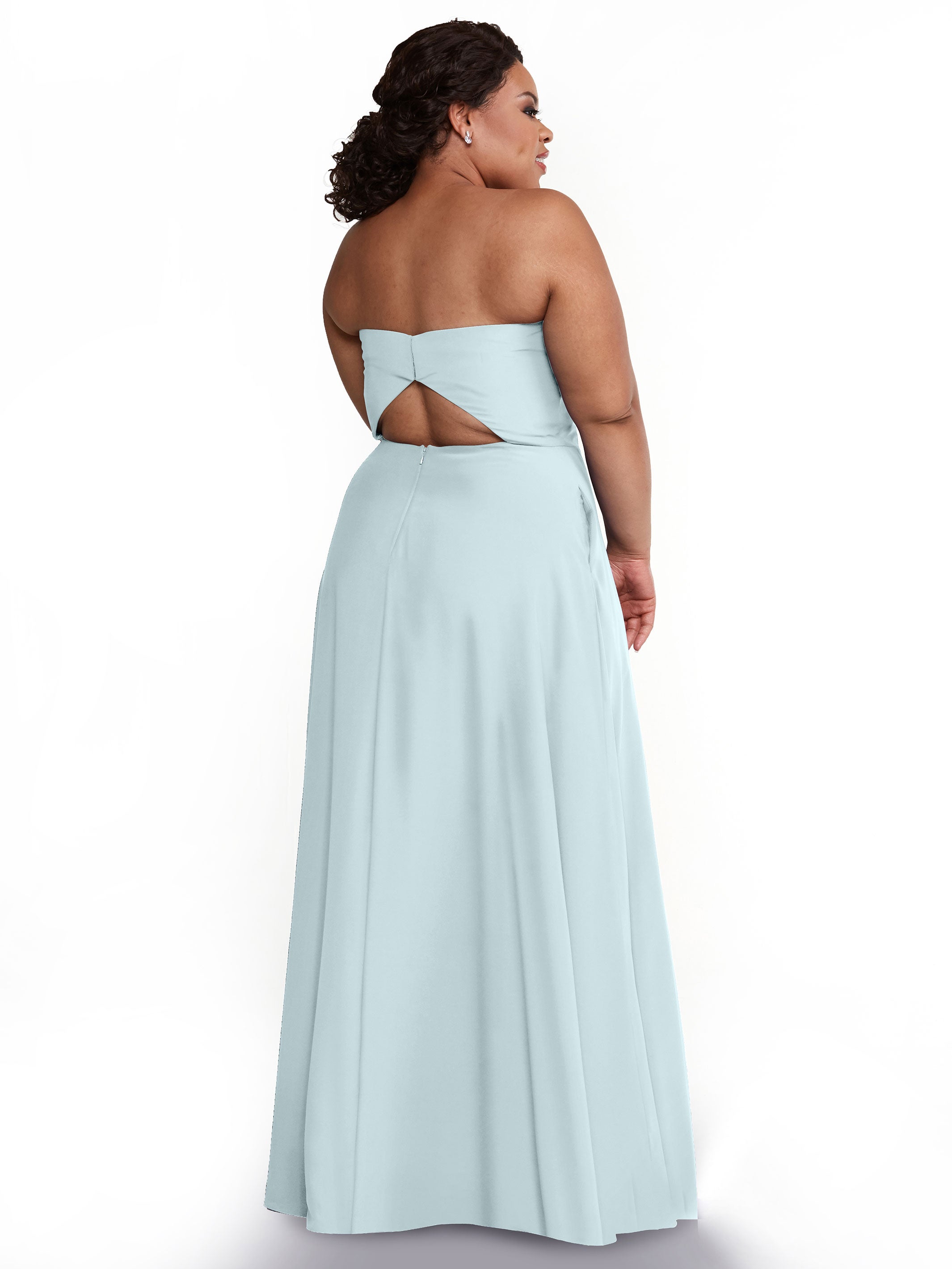 Strapless Stretch Chiffon A-Line Bridesmaid Dress with Pockets & High Slit - Elegant Wedding Party Gown for Formal Events & Evening Occasions