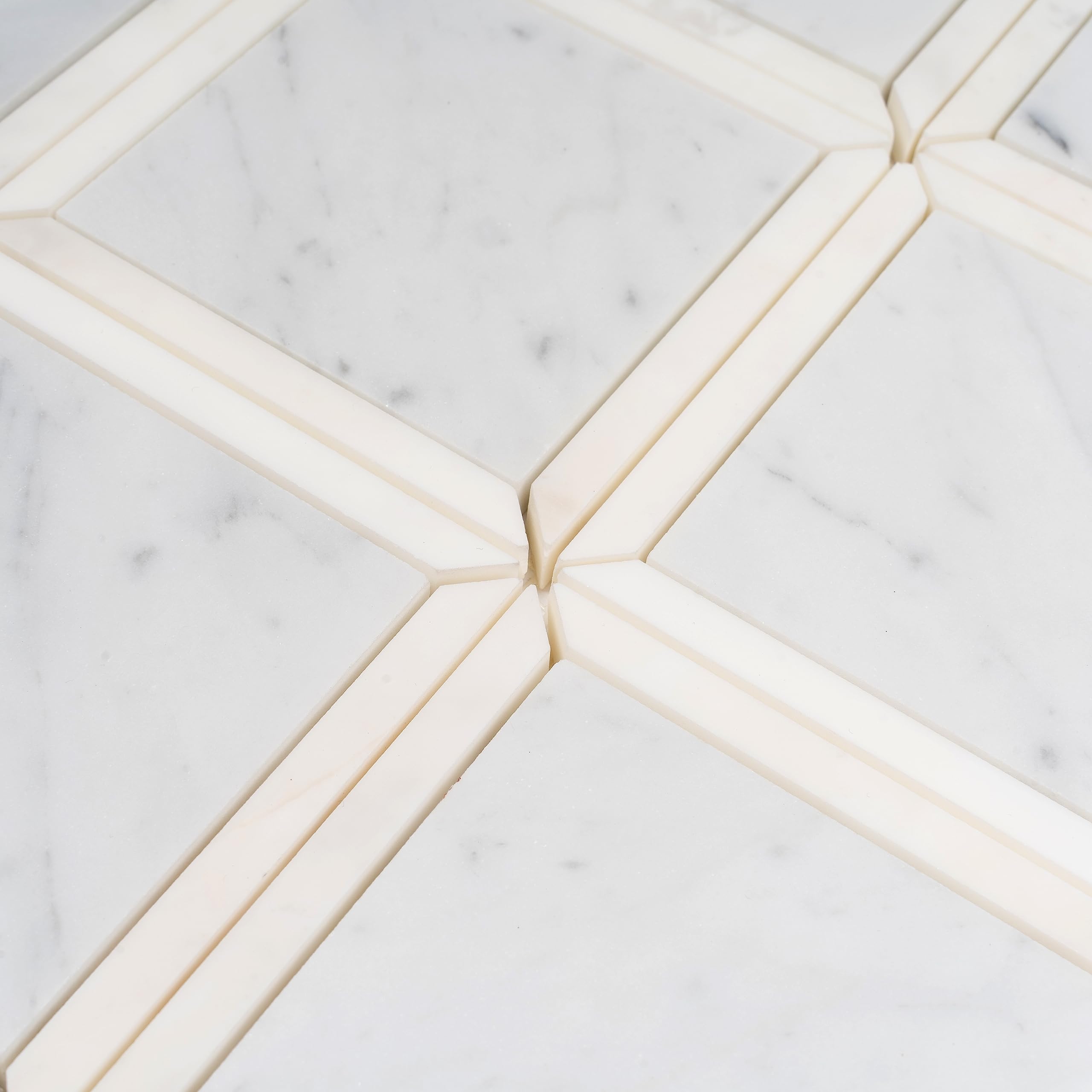 White & Grey Square Marble Mosaic Tile - 12