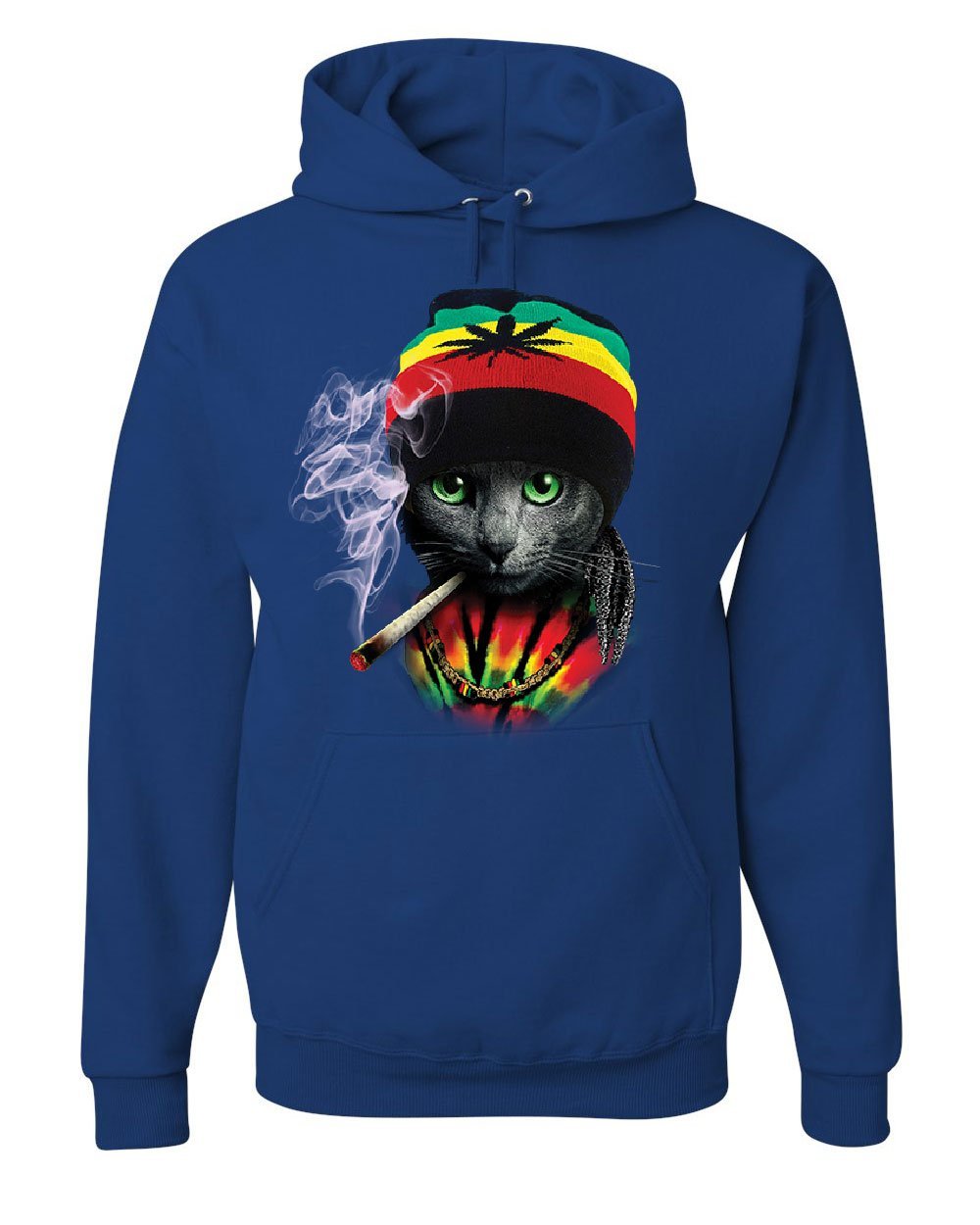Rasta Cat Hoodie with Smoking Joint Design - 420 Jamaica Marijuana Weed Sweatshirt for Men & Women | Perfect for Festivals, 420 Celebrations & Stoner Fashion