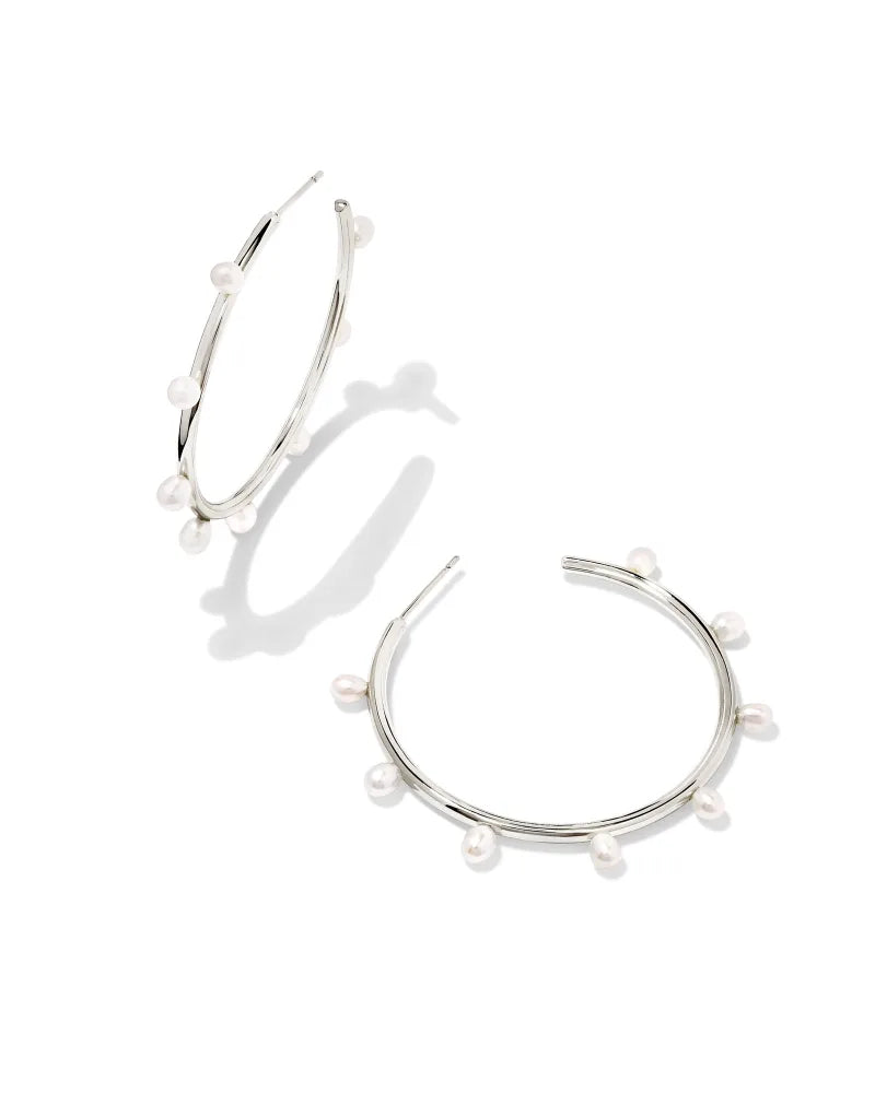 Kendra Scott Leighton Pearl Hoop Earrings for Women - Elegant Gold-Tone Dangle Hoops with Genuine Pearls | Perfect for Weddings, Parties & Everyday Wear