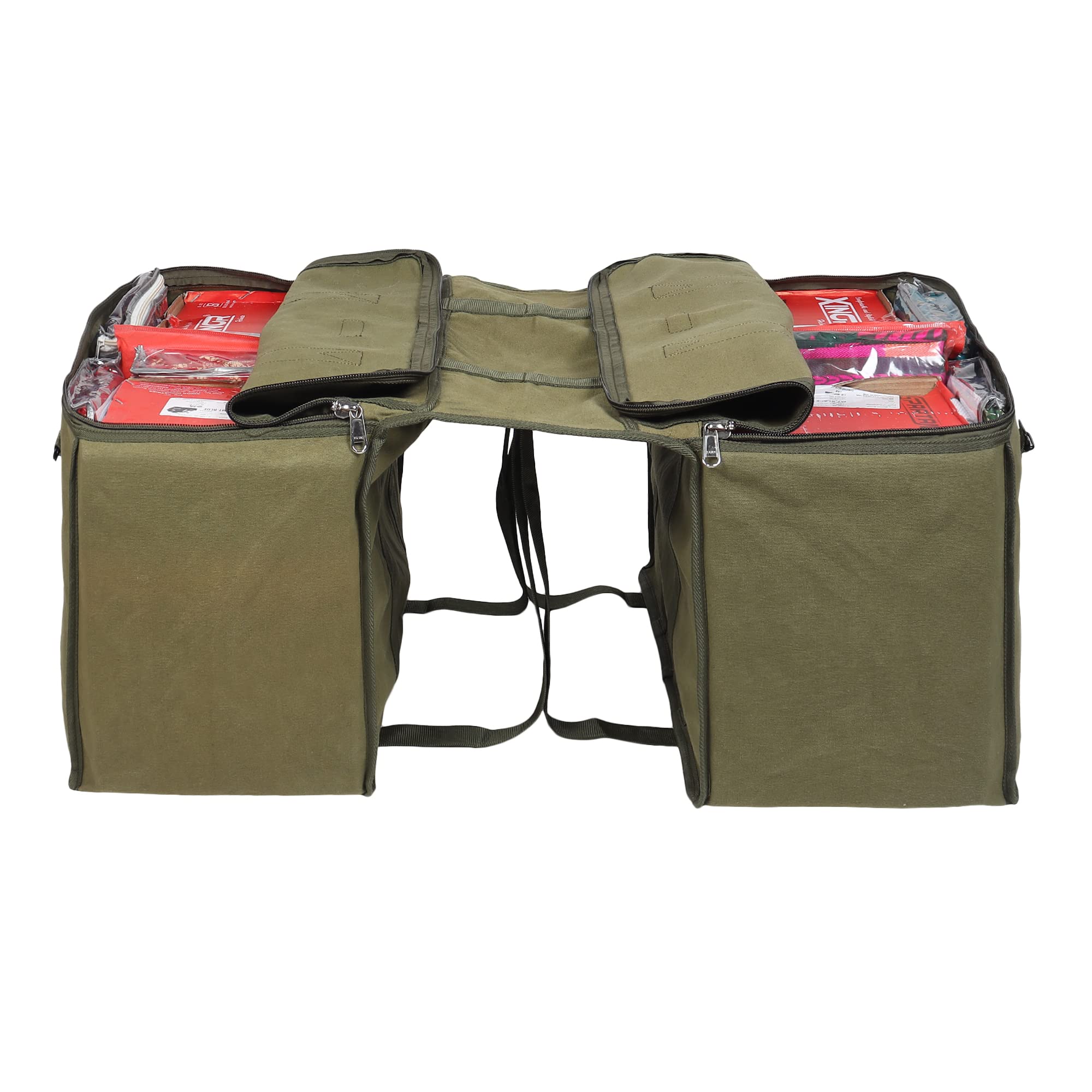 ZEALOUS Heavy Duty Waterproof Canvas Bike Pannier Bag - Dual Side Bicycle Saddlebags for Commuting & Touring - Motorcycle Storage Bag with Secure Zipper (Large Size) - Perfect for Urban Cycling, Camping & Outdoor Adventures
