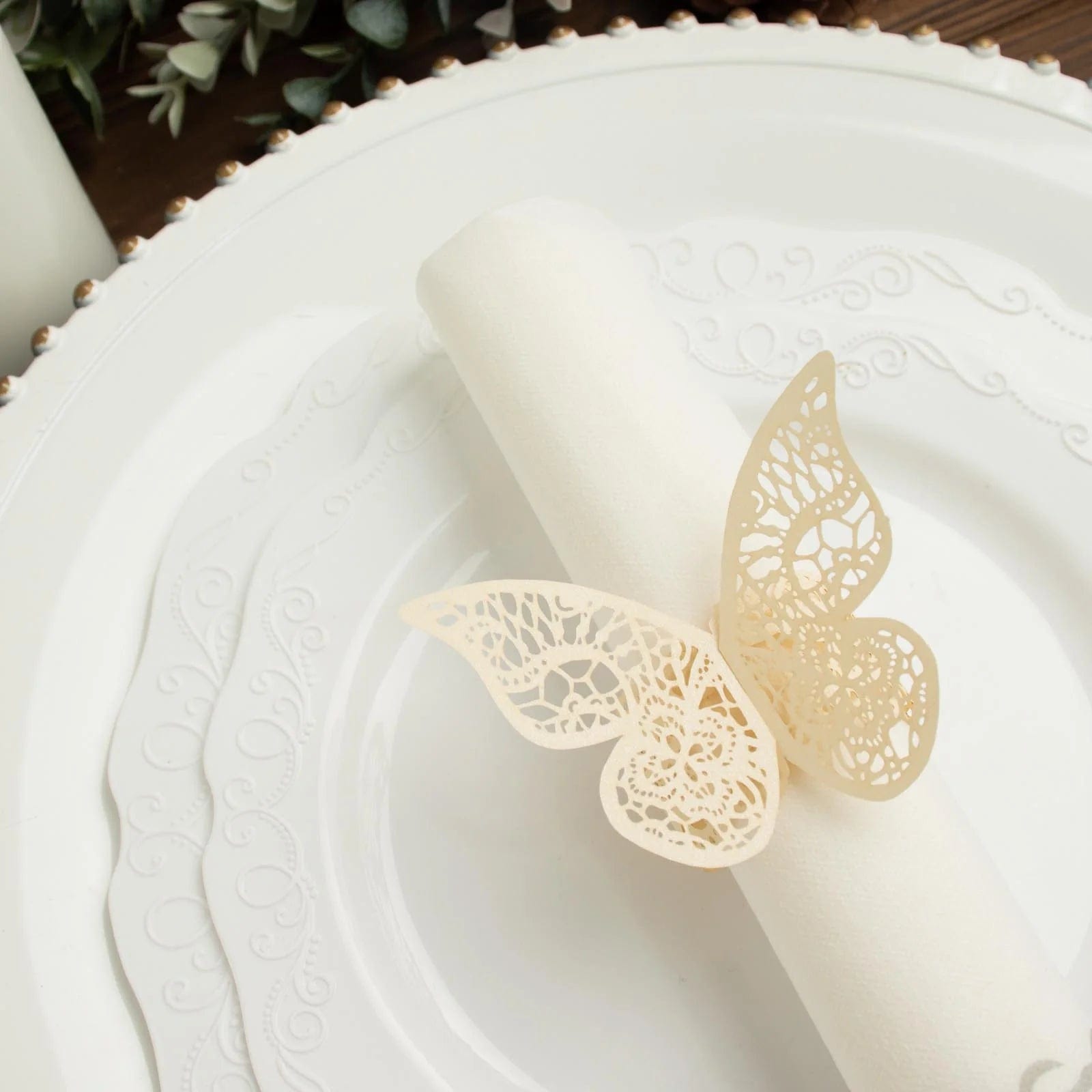 12 Pack Laser Cut 3D Butterfly Napkin Rings for Wedding, Party & Table Decor - Elegant DIY Paper Craft for Dinnerware & Home Decoration