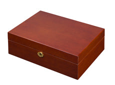 Premium Wooden Cigar Humidor with Lacquered Finish - 50-Capacity Desktop Cigar Storage Box for Home, Office & Gifting - Ideal for Cigar Aficionados & Collectors