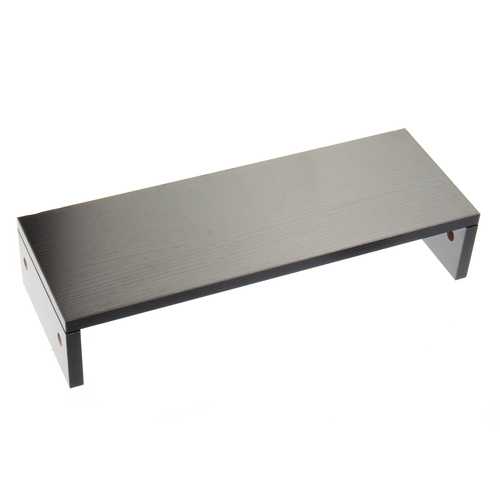 Black & White Wooden Monitor Stand - Adjustable Computer Monitor Riser with Cable Management, Ergonomic Wood Shelf for Home & Office Workspace - Perfect for Dual Monitors, Laptops and Desktop Setup