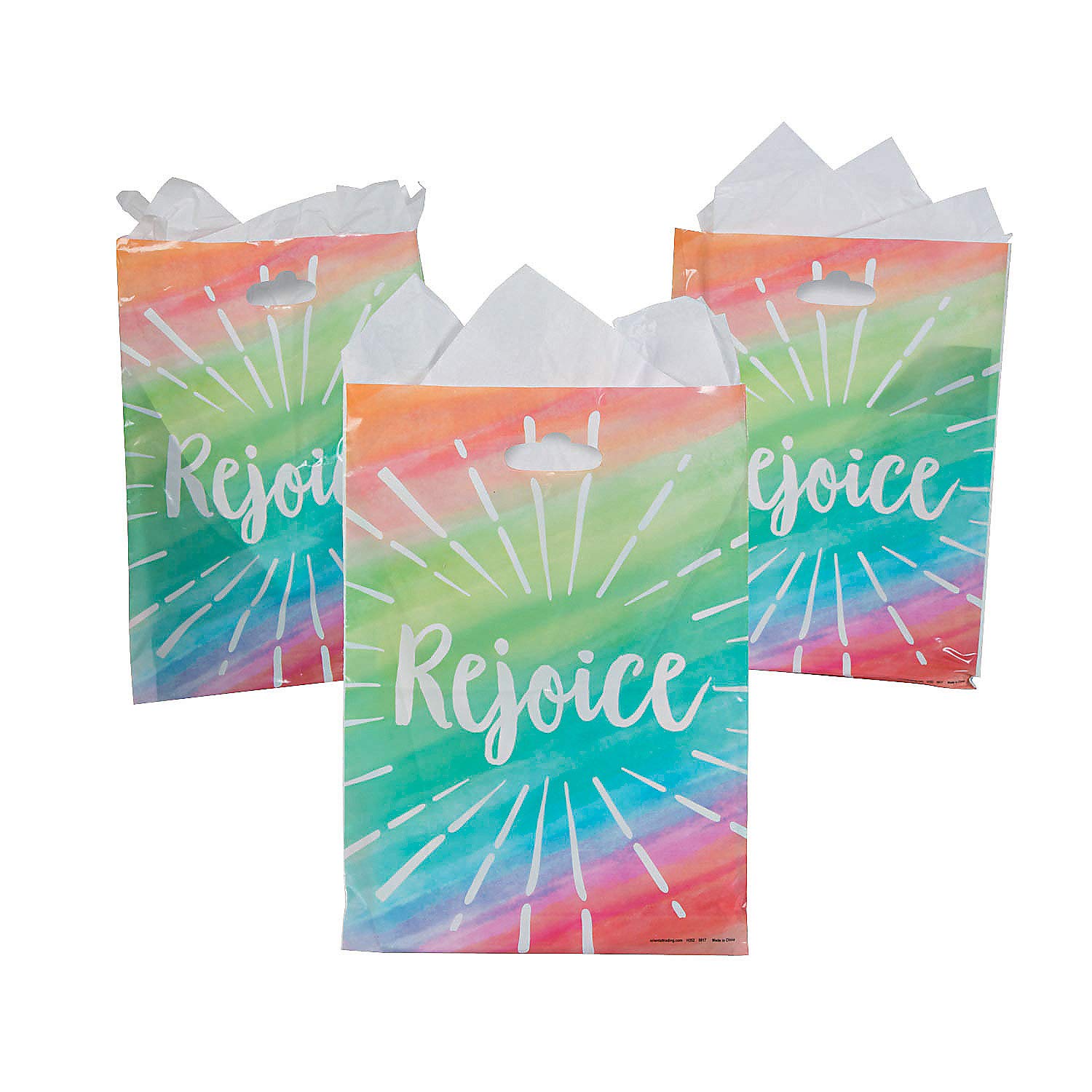 Fun Express Large Plastic Easter Bags - 50-Pack Party Supplies for Easter Egg Hunts, Gift Baskets & Holiday Celebrations