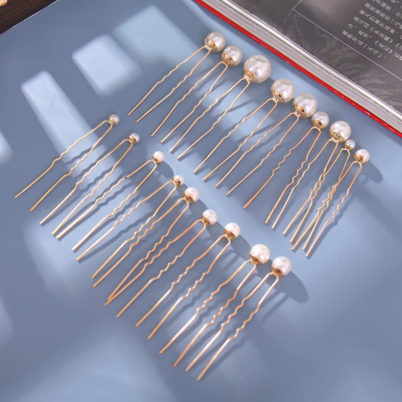 Ashkash 9-Piece U-Shaped Wedding Pearl Hairpins Set - Rhinestone Bridal Hair Accessories for Brides & Bridesmaids | Pearl Bobby Pins & Hair Clips for Women (Single Pearl Design) - Perfect for Weddings, Proms & Formal Events