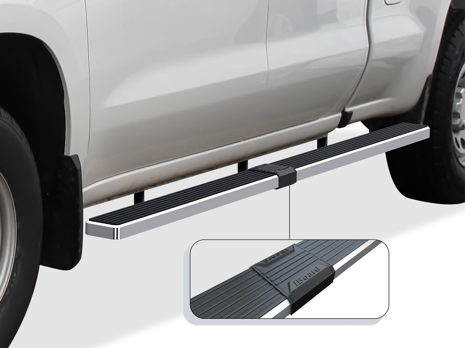 APS Wheel to Wheel Running Boards for 2019-2025 Chevy Silverado & GMC Sierra 1500 Extended Cab 6.5ft Bed | 2020-2025 2500/3500 Models | 304 Stainless Steel Nerf Bars | Heavy Duty Side Steps for Off-Road & Daily Driving