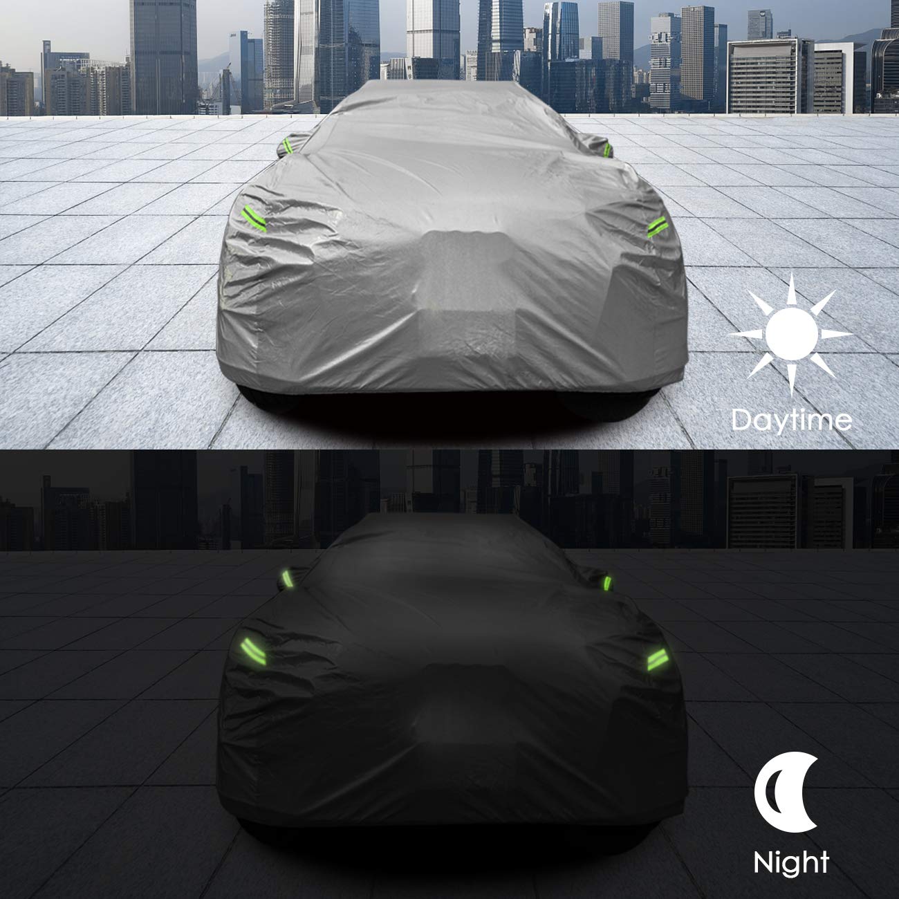 Waterproof All-Weather Car Cover - 210T Lightweight Breathable UV Protection for Auto, SUV (Up to 209