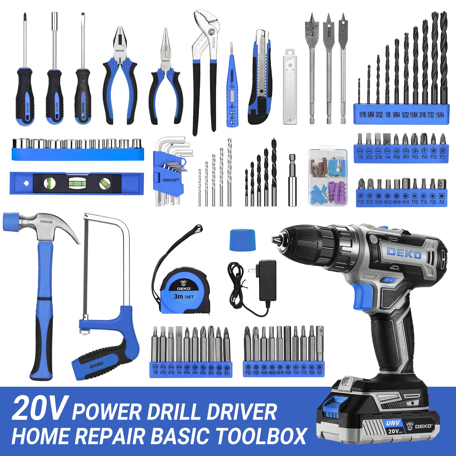 20V Cordless Power Drill Tool Kit Set with Battery - Electric Drill Driver for Home Repair, DIY Projects & Handyman Tools | Includes Durable Toolbox & Case for Easy Storage & Portability