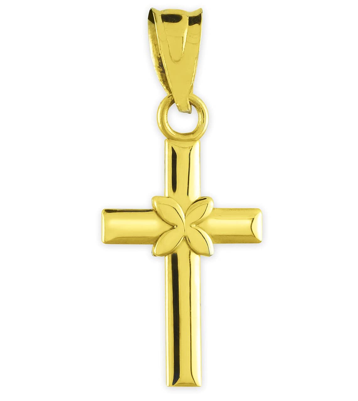 10K Gold Four Leaf Clover Charm Pendant Necklace with 18