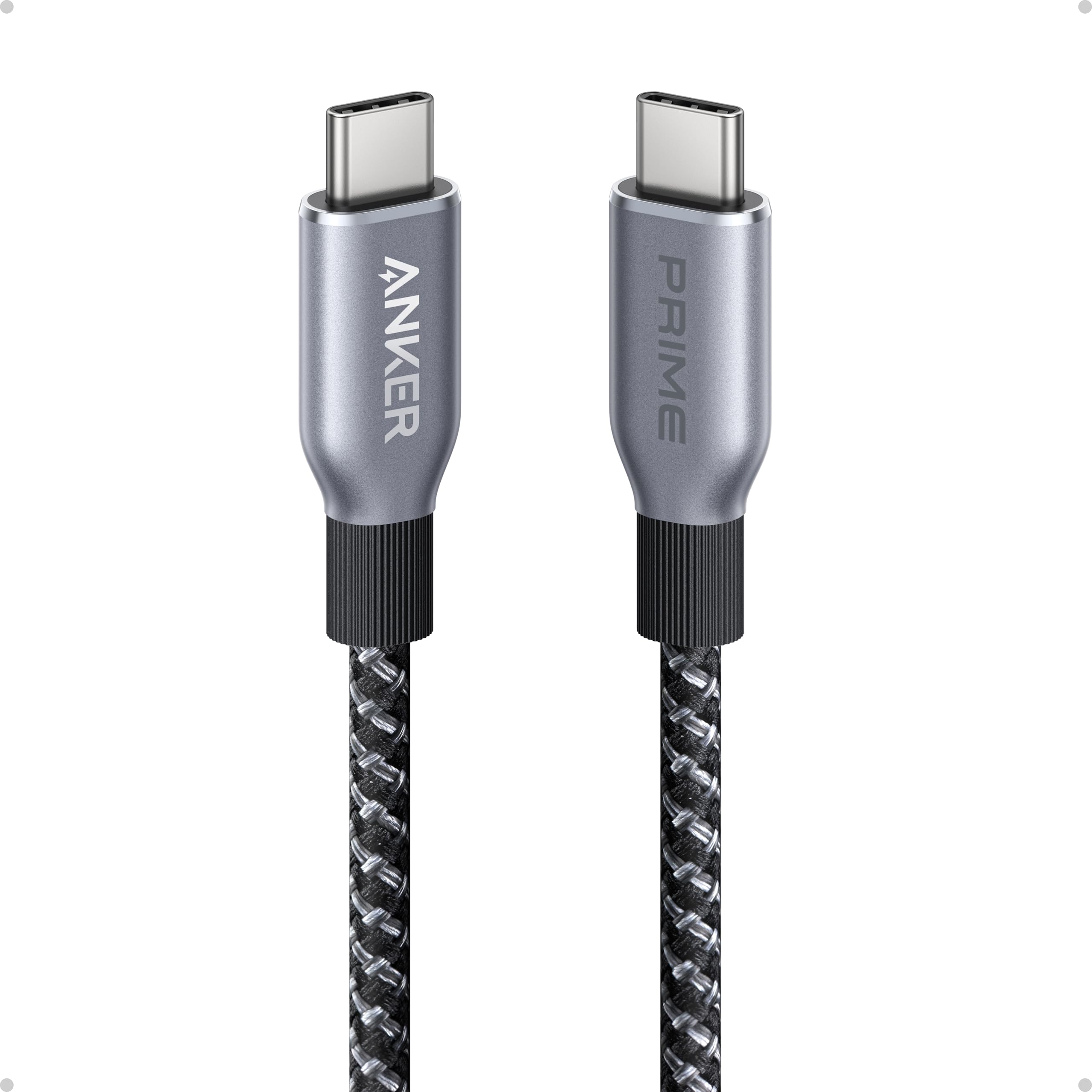 Anker Prime 240W USB C to USB C Fast Charging Cable (3ft) - Braided Nylon Durable USB 2.0 Cable for iPhone 15 Series, MacBook, iPad, Galaxy S24 - Perfect for Home, Office & Travel Charging
