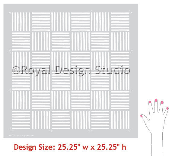 Basketweave Stencil for DIY Crafts - Reusable Painting Template for Walls, Furniture & Fabric Decoration | Perfect for Home Decor, Scrapbooking & Art Projects