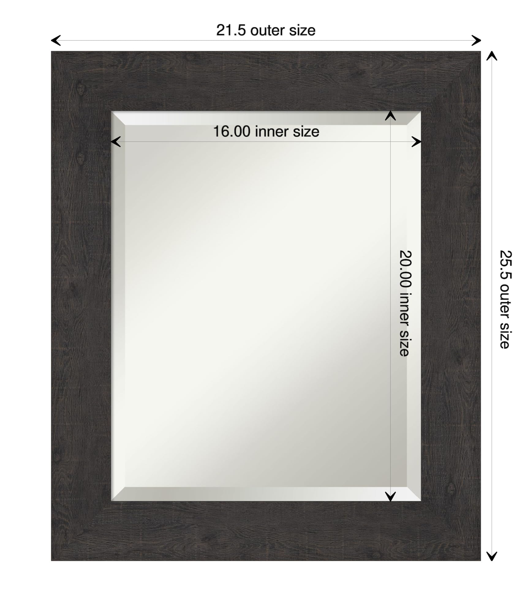 Amanti Art 26x22 Inch Rustic Brown Wall Mirror - Espresso Plank Rectangle Bathroom & Living Room Decor with Beveled Edge, Farmhouse Style, Horizontal or Vertical Hanging - Perfect for Bathroom Vanity, Entryway, Bedroom & Farmhouse Wall Decor