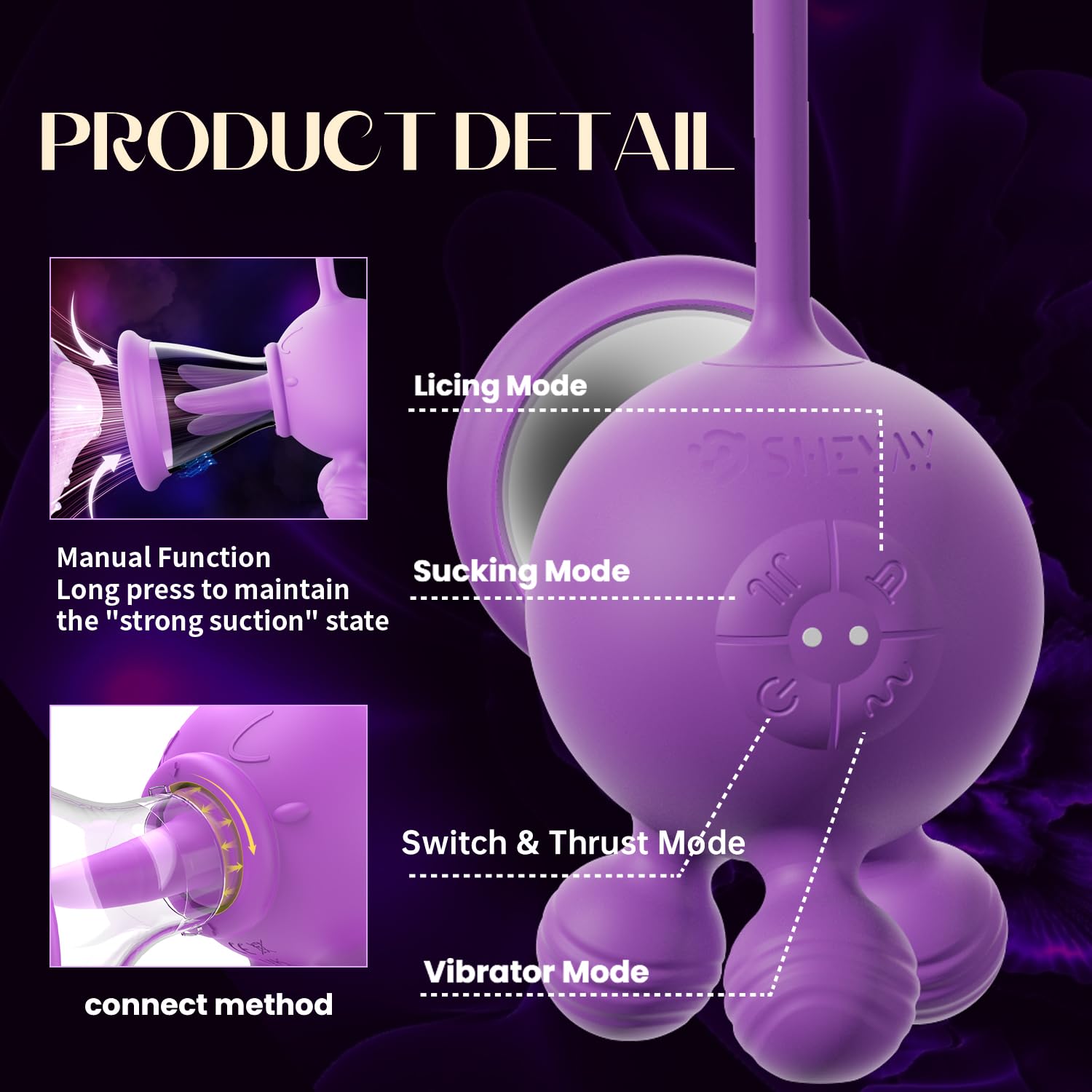 4-in-1 Rose Sucking Vibrator for Women - Clitoral & Nipple Stimulation Toy with Suction, Thrusting Dildo, Tongue Licking & Vibrating Wand - G-Spot & Couples Sex Toy for Enhanced Pleasure (Perfect for Solo Play & Romantic Nights)
