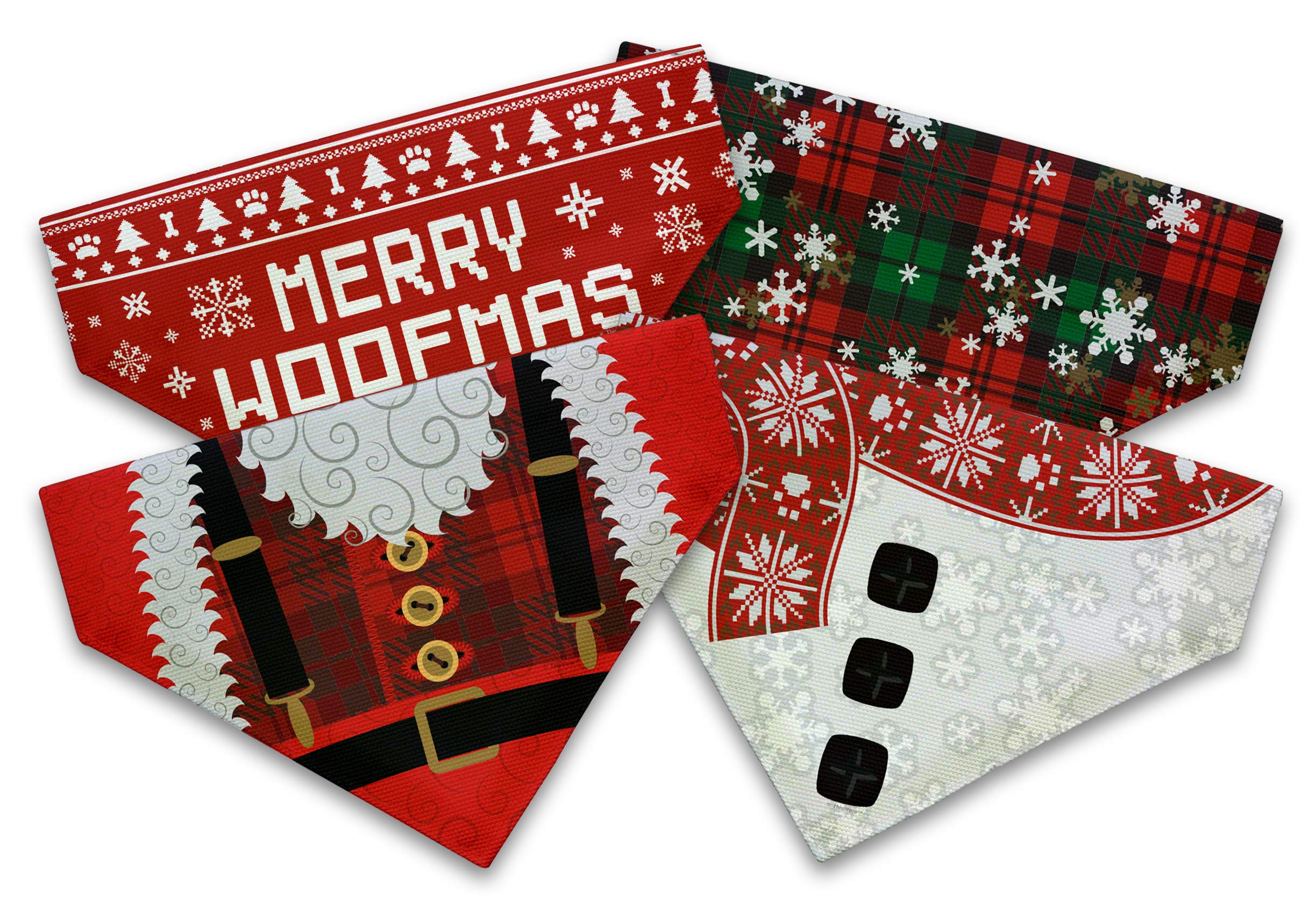 Winter Dog Accessory Set - 4-Pack Christmas Dog Bibs & Scarf for Medium Dogs | Cozy Holiday Outfits for Pets