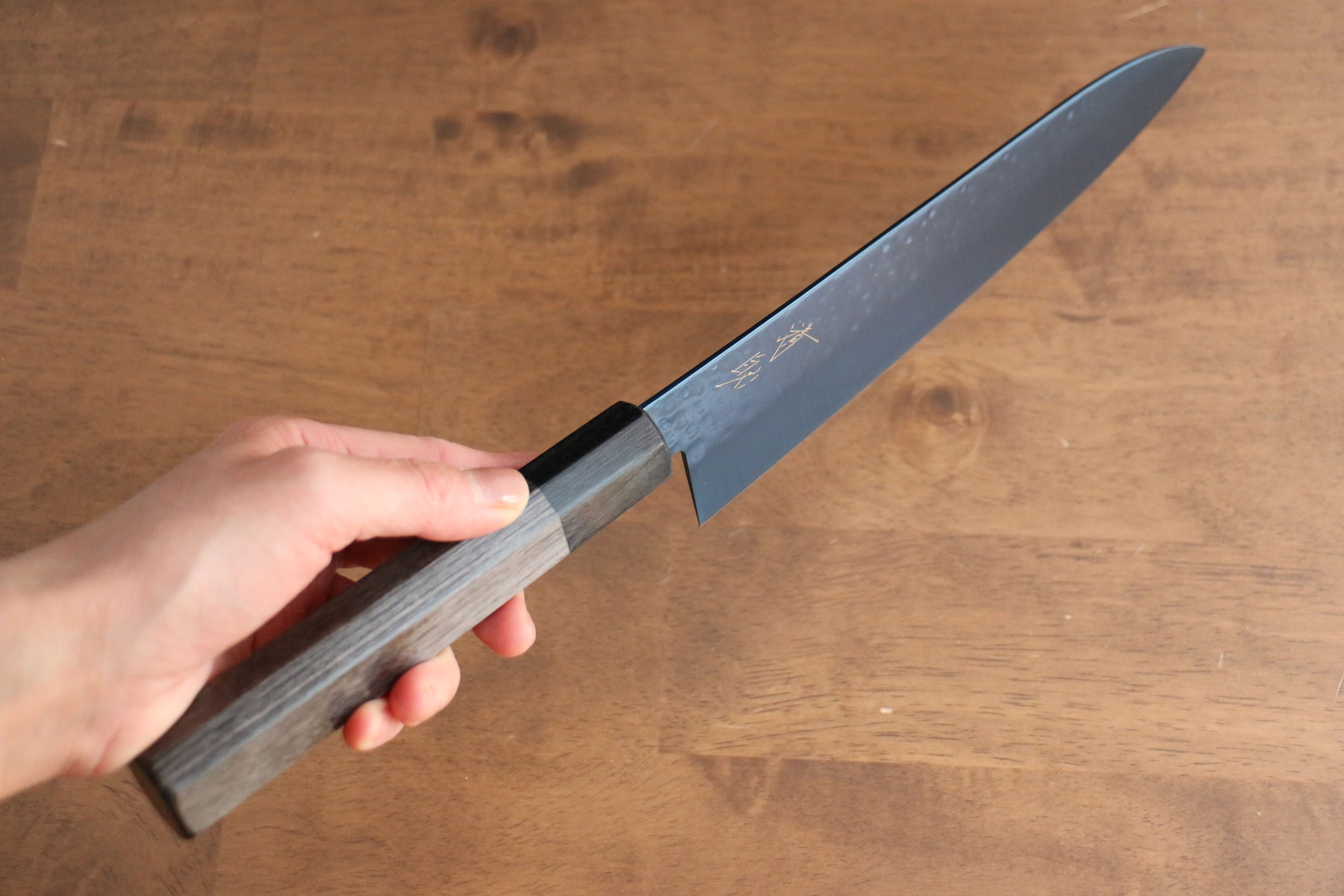 Premium Seisuke SK 85 Hammered Gyuto Chef Knife 210mm - Ion Plated Blade with Gray Pakka Wood Handle - Perfect for Sushi, Meat Cutting & Professional Kitchen Use