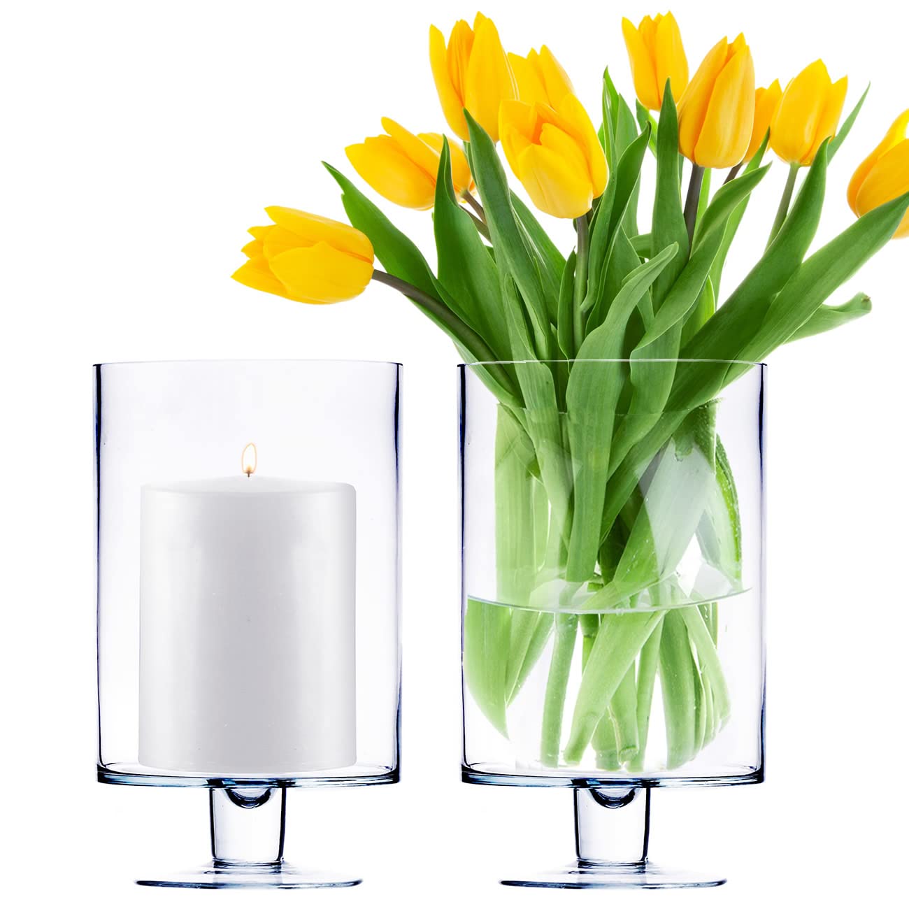Premium Glass Hurricane Pillar Candle Holders 10