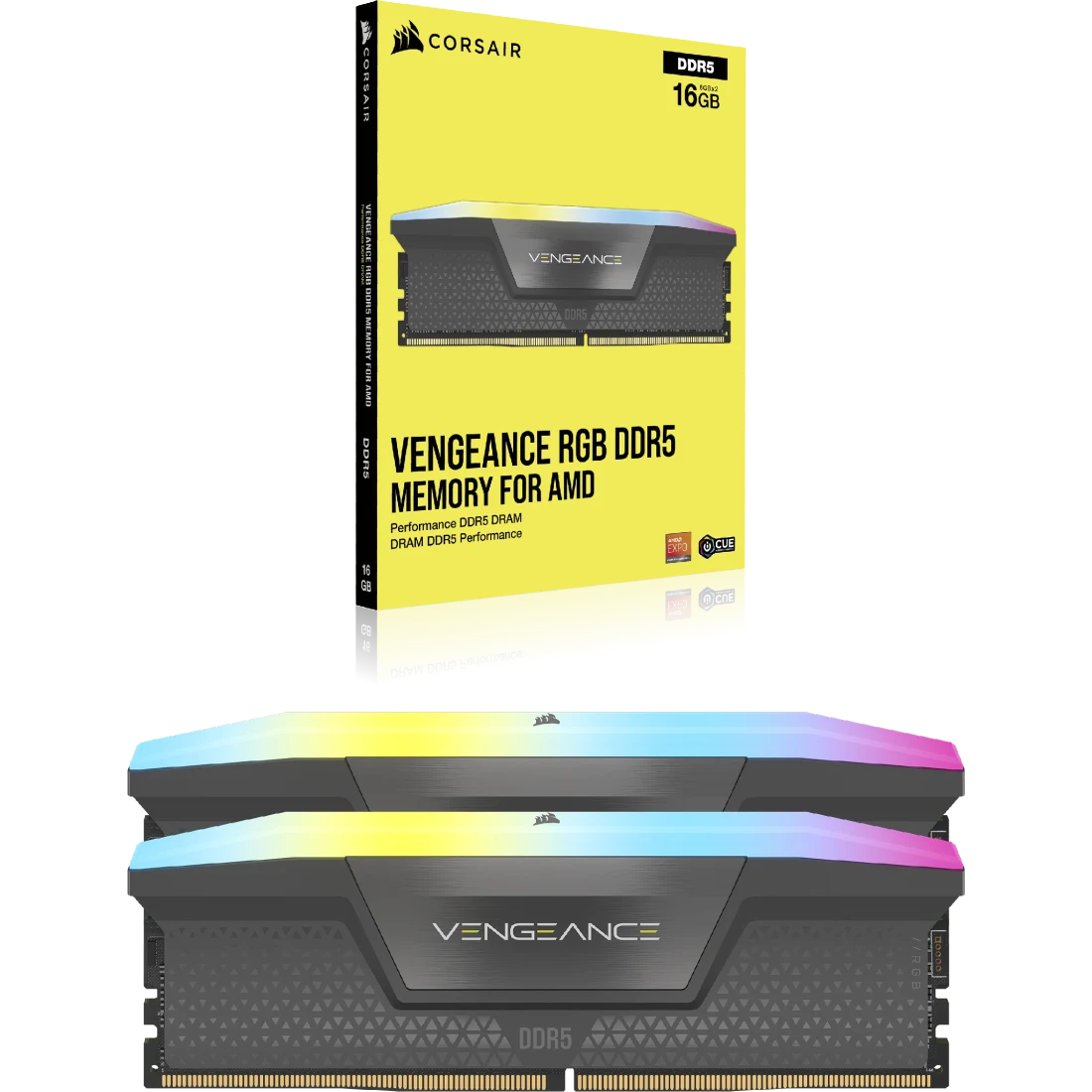 Corsair Vengeance RGB 32GB (2x16GB) DDR5 6000MHz RAM Kit - EXPO & XMP Ready for AMD & Intel - High Performance Gaming & PC Build Memory Upgrade