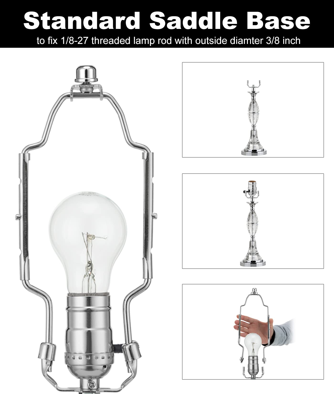 8 9 10 Inch Adjustable Lamp Shade Holder Kit - Heavy Duty Table & Floor Lamp Parts with 3/8
