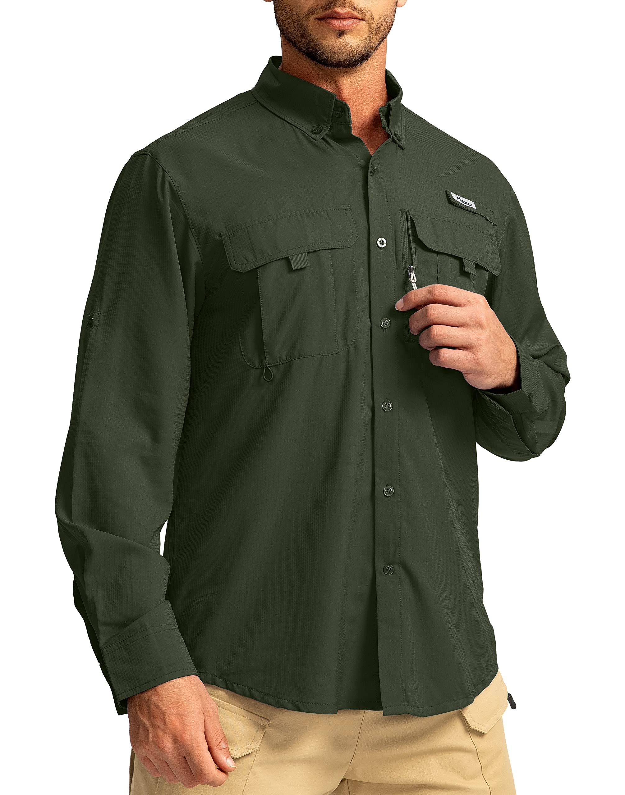 UPF50+ Men's Fishing Shirts Long Sleeve Sun Protection for Outdoor Work & Travel