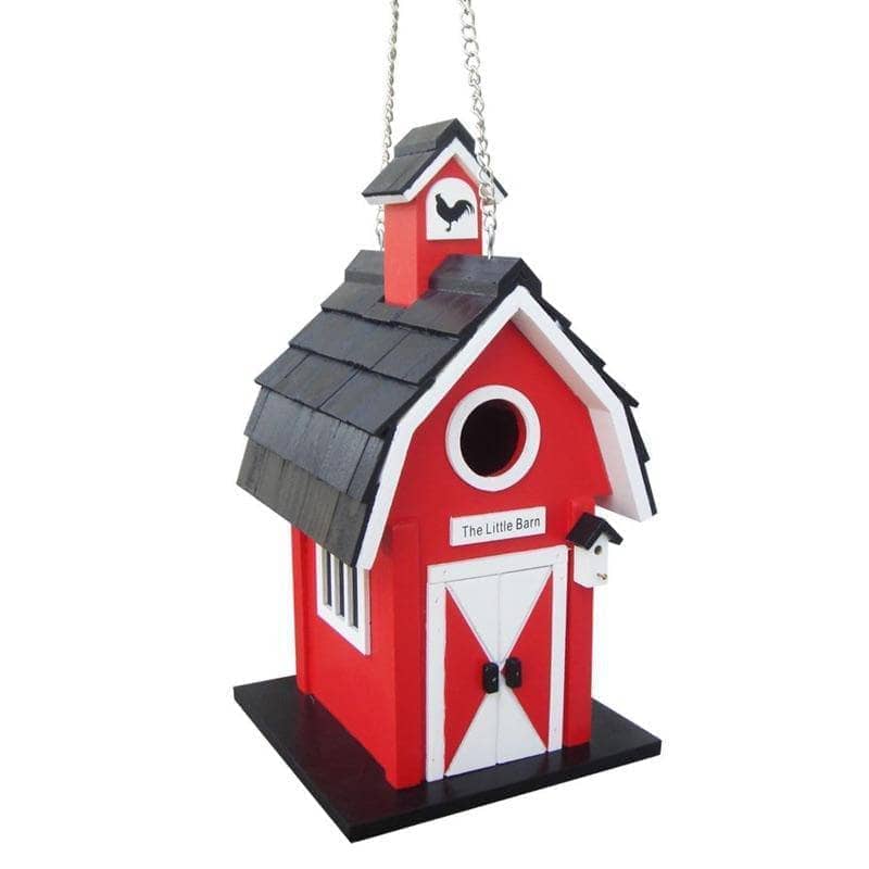 Little Red Barn Bird House - Handcrafted Wooden Birdhouse for Outdoor Garden Decor, Attracts Wild Birds - Perfect for Backyards, Patios, and Nature Lovers