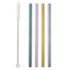 4-Pack Glass Drinking Straws with Cleaning Brush - Reusable Eco-Friendly Gift Set for Smoothies, Cocktails & Iced Coffee at Home or Parties