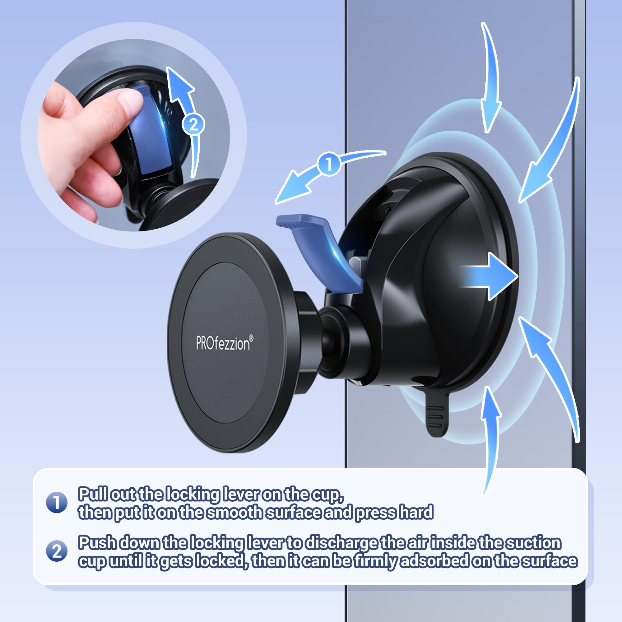 PROfezzion Magnetic Shower Mirror Phone Holder with Strong Suction Cup - Universal Rotating Stand for iPhone 16/15/14/13/12 & All Smartphones - Perfect for Bathroom, Kitchen, Makeup & Video Calls (White)