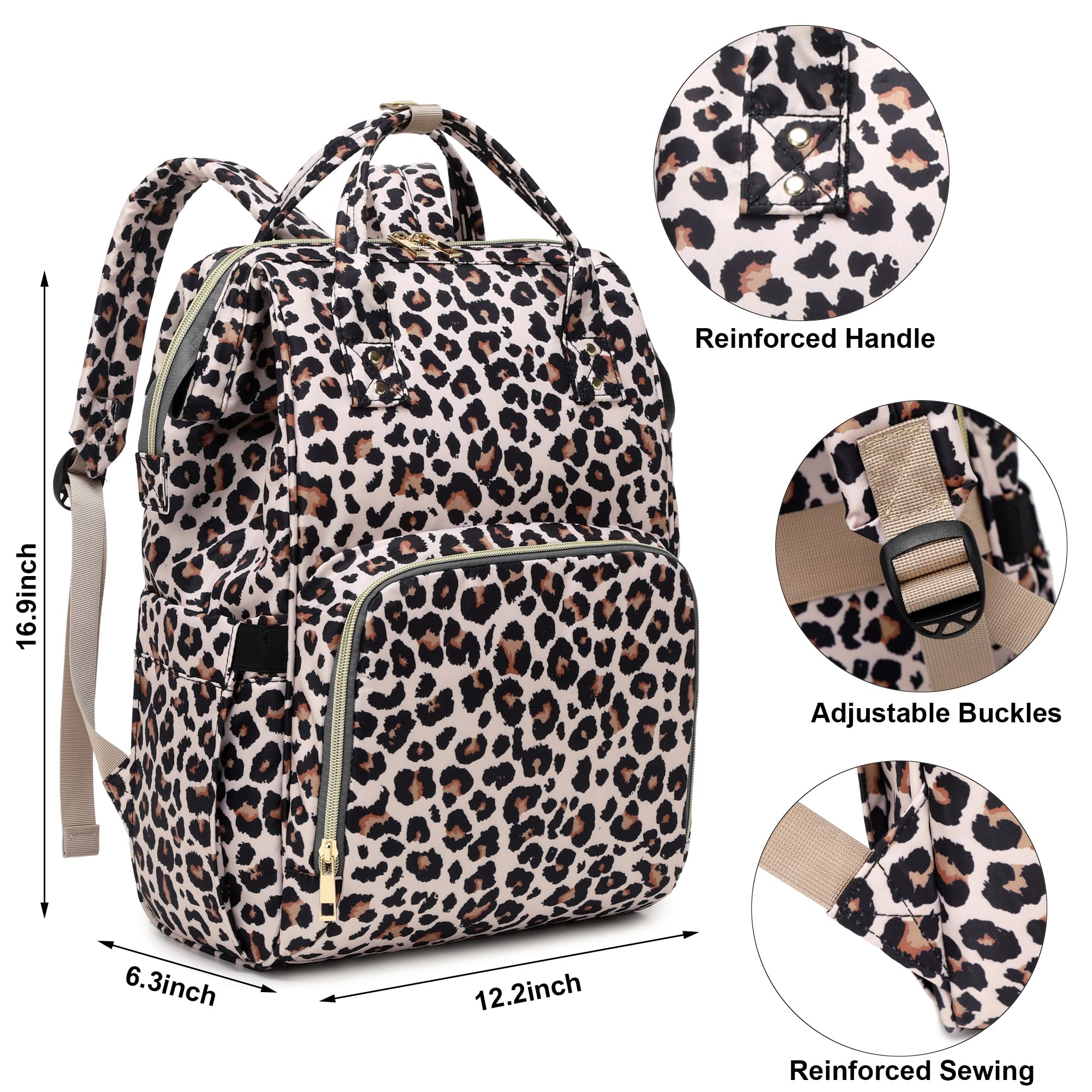 Leopard Print Women's Laptop Backpack - 15.6 Inch Waterproof College School Bookbag with USB Charging Port, Perfect for Work, Business Travel & Daily Commute | Stylish & Functional Computer Backpack for Professionals & Students