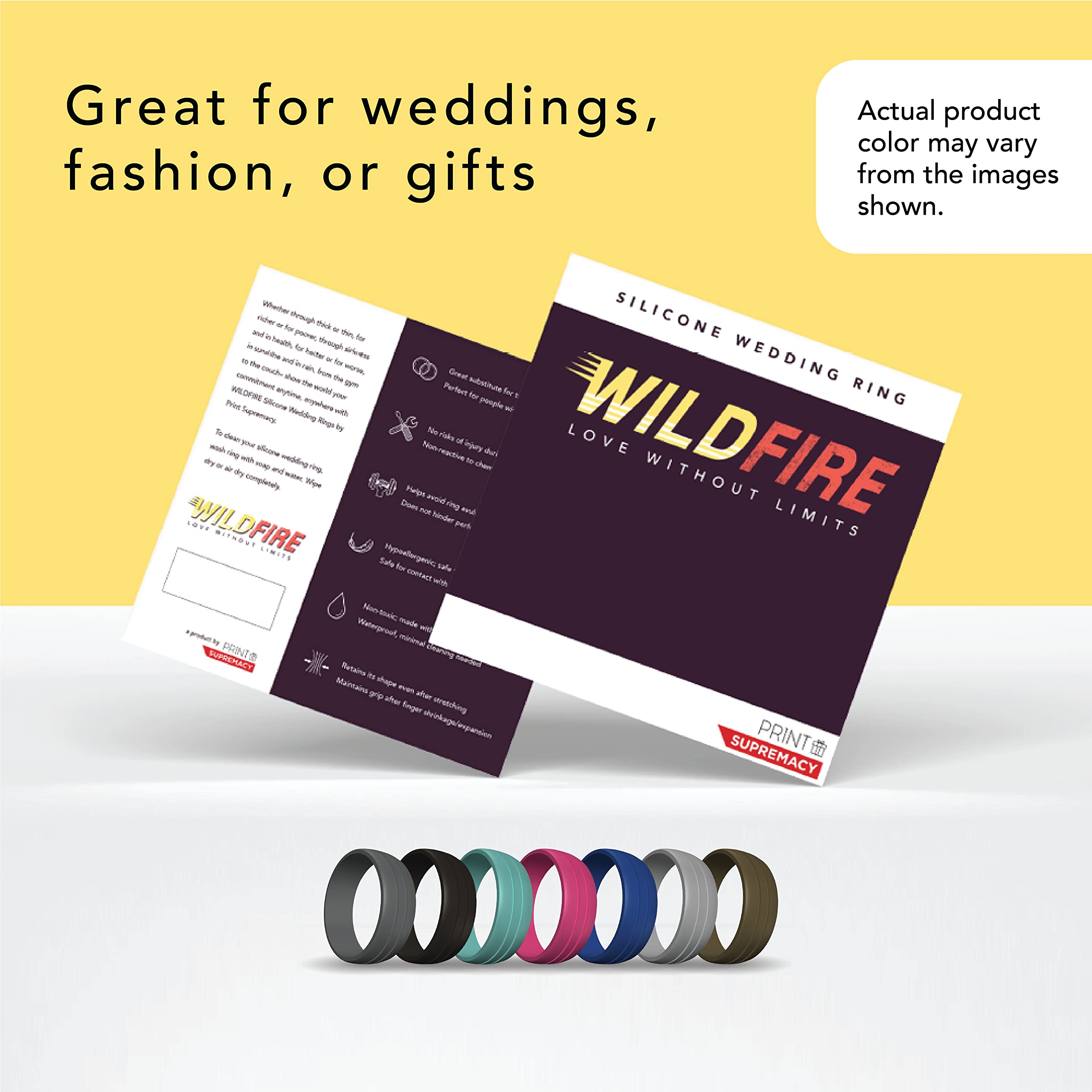 Custom Engraved Silicone Wedding Rings for Men & Women - Personalized Rubber Wedding Bands for Couples - Perfect for Active Lifestyles, Gym, Swimming & Outdoor Adventures