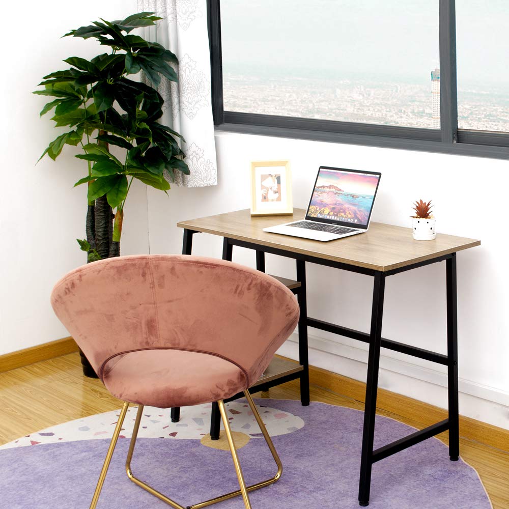 Modern Light Oak Coral Flower Landisl Desk with 2 Open Shelves - Stylish Home Office Furniture for Books, Office Supplies & Decor - Perfect for Small Spaces & Workstations