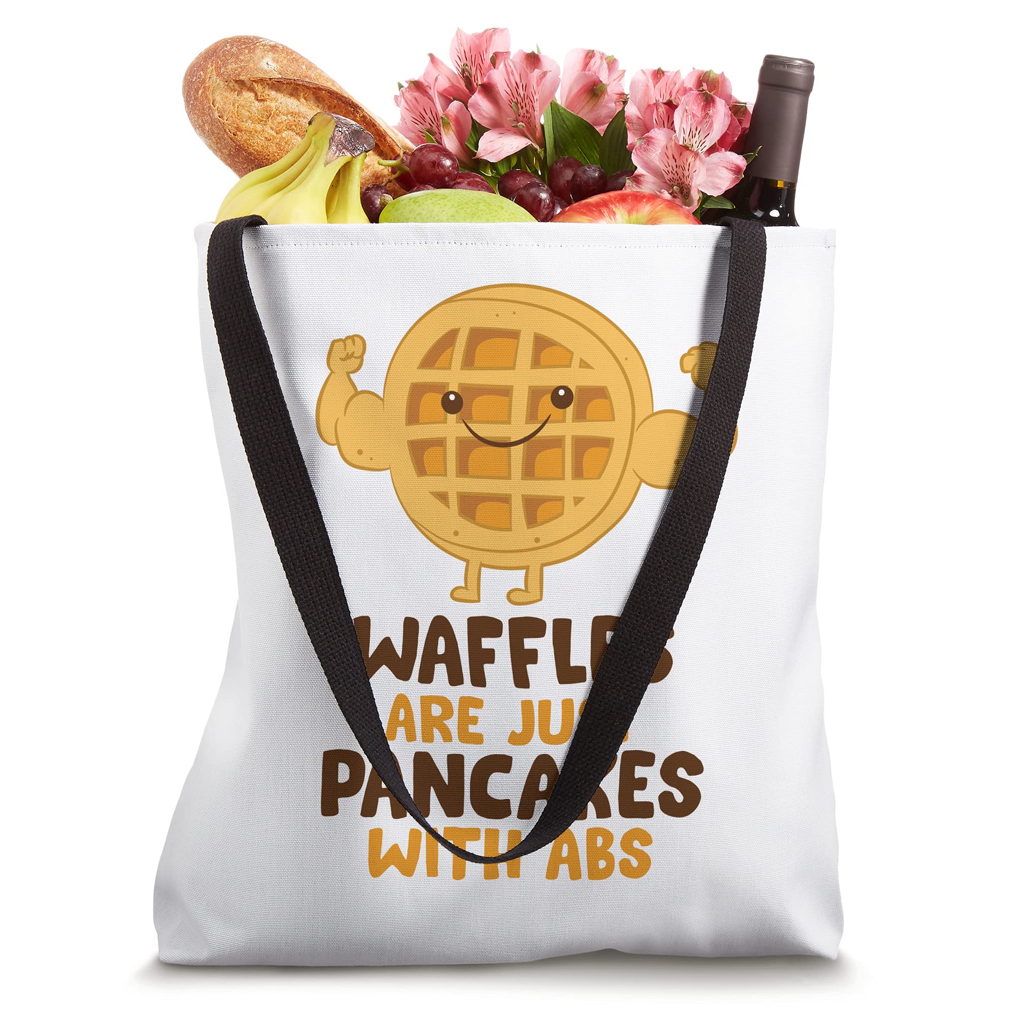 Funny Breakfast Waffles Tote Bag - Waffles vs Pancakes Design - Perfect for Grocery Shopping, Beach Trips & Work Commute