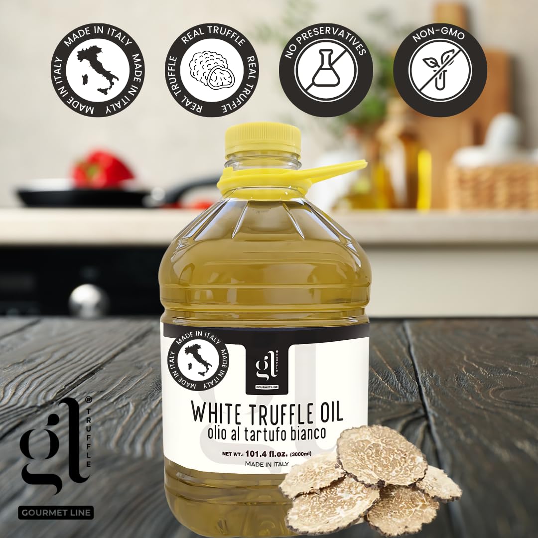 Premium White Truffle Oil 3 Liters (97 fl.oz) - Non-GMO, Italian-Made Gourmet Truffle Oil for Restaurants & Catering | Perfect for Pasta, Risotto & Gourmet Dishes