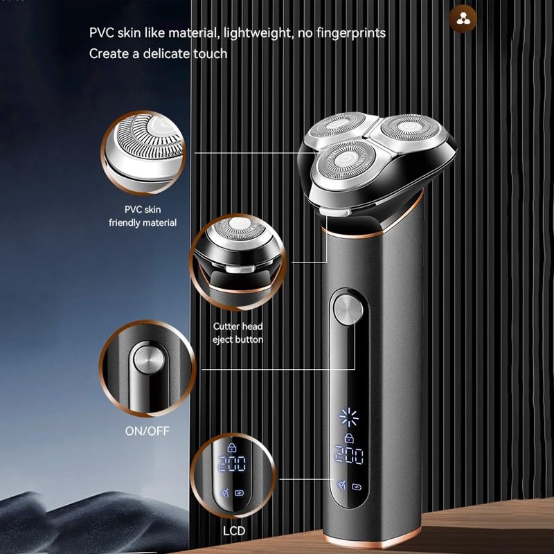 Premium Men's Electric Head Shaver - Waterproof Wet/Dry Rechargeable Beard Trimmer & Facial Shaving Machine with Metal Shell | Perfect for Travel, Gym & Daily Grooming Routine