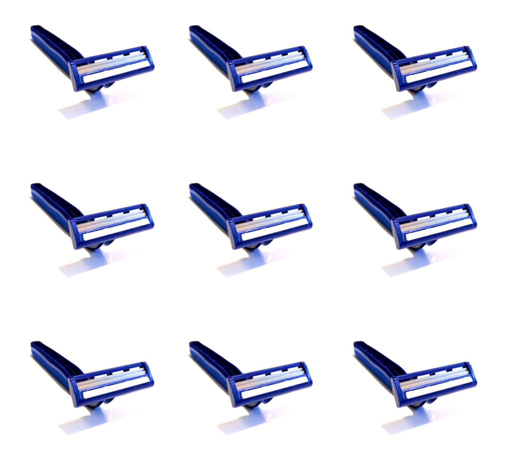 25-Pack Blue Stainless Steel Disposable Razor Blades - Premium Twin Blade Shavers for Men & Women with Aloe Vera Lubrication Strip | Hospitality Quality, Smooth Shaving for Face, Legs & Body Care