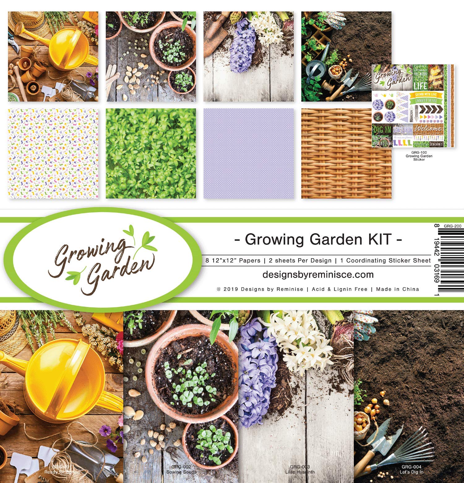 Reminisce Growing Garden Collection Scrapbook Kit - 12x12 Inch Multi-Color Paper Crafts for Scrapbooking, Card Making & DIY Projects - Perfect for Memory Books, Photo Albums & Home Decor