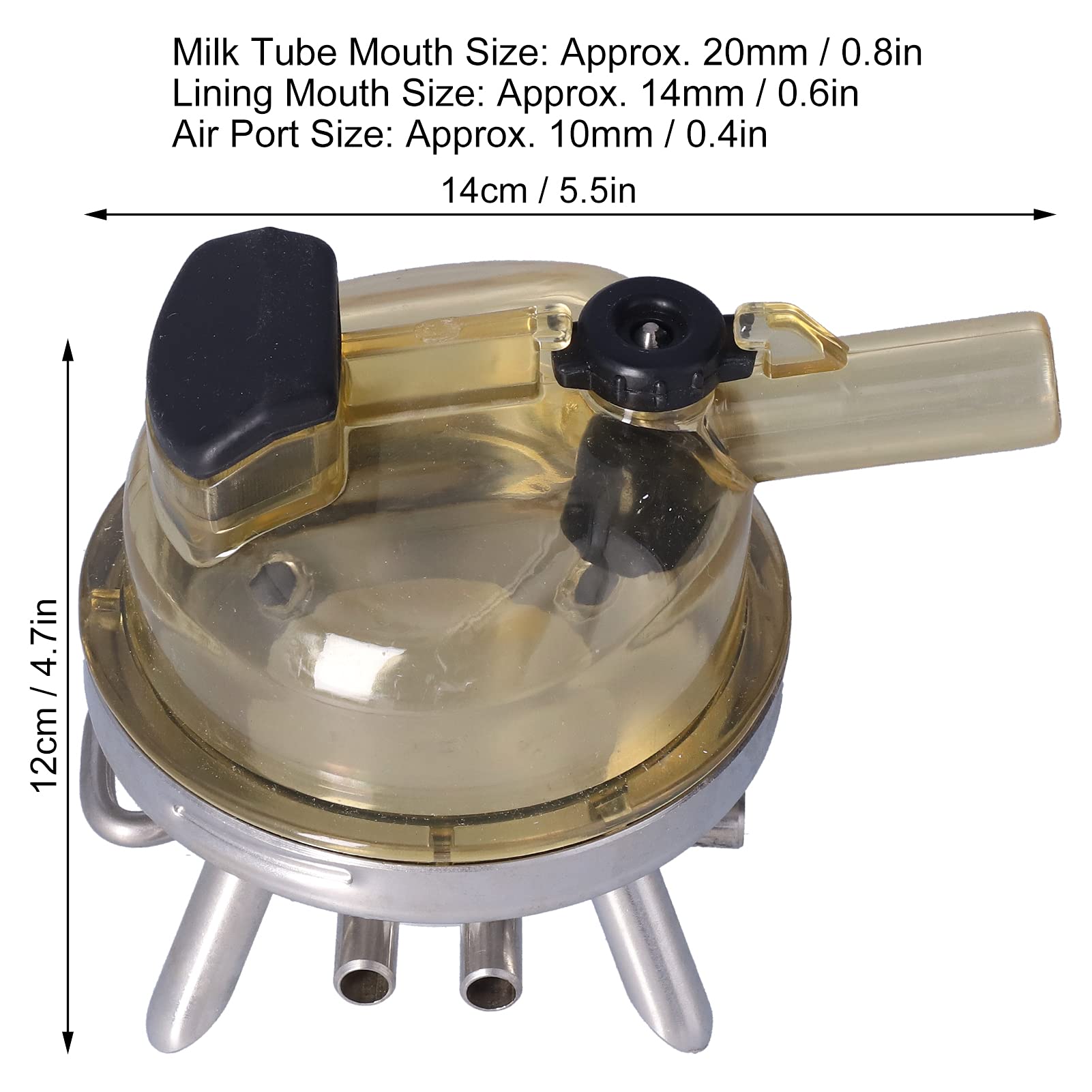 WOOXGEHM 400CC Stainless Steel Milking Claw - Heavy Duty Farm Milk Collector with Secure Straight Buckle | Ideal for Medium Centralized Milking Stations & Dairy Farm Operations