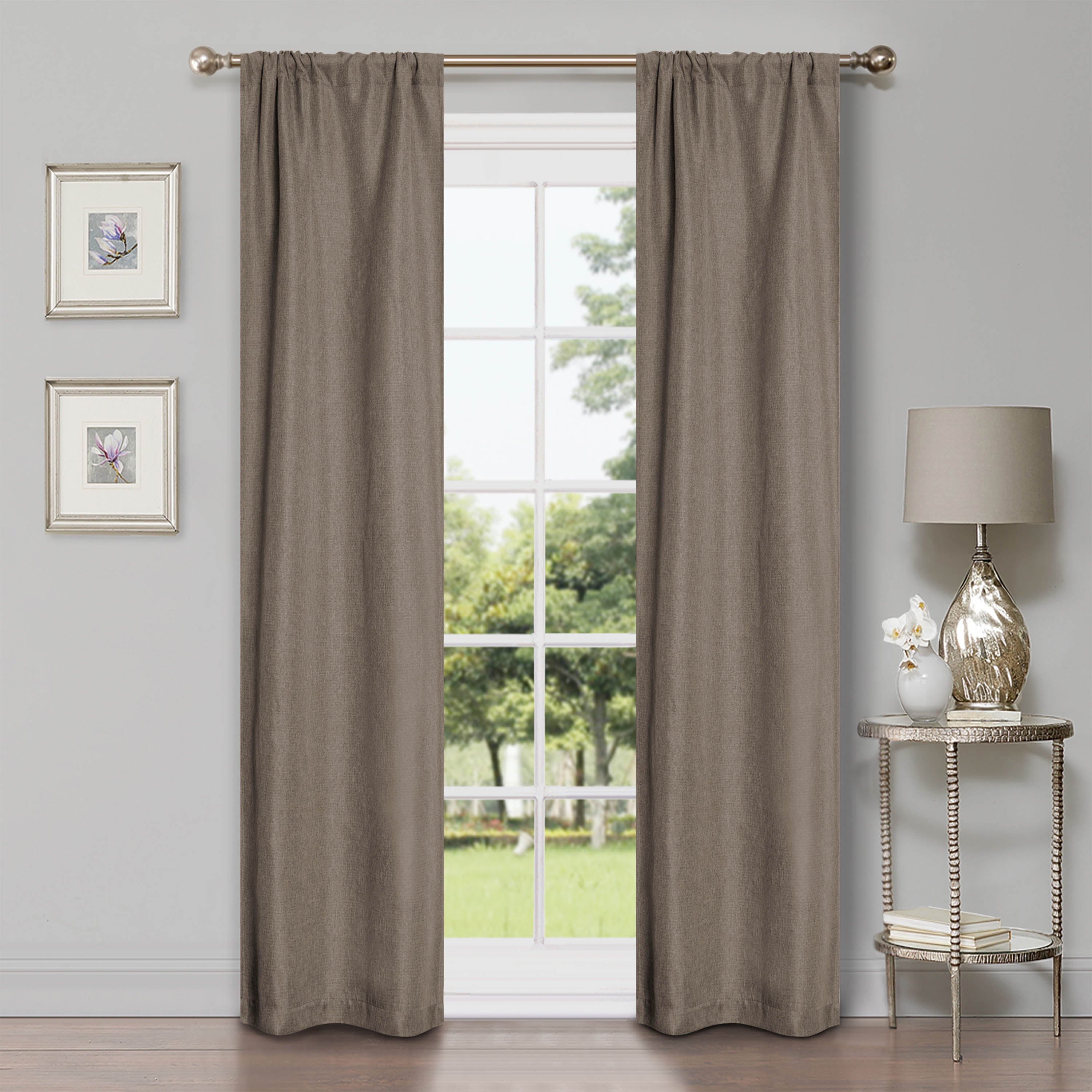 Linen Pattern Blackout Curtains Set of 2 Panels - 100% Room Darkening, Washable Fabric for Bedroom & Living Room - Noise Reducing & Energy Saving Window Treatments for Home Decor