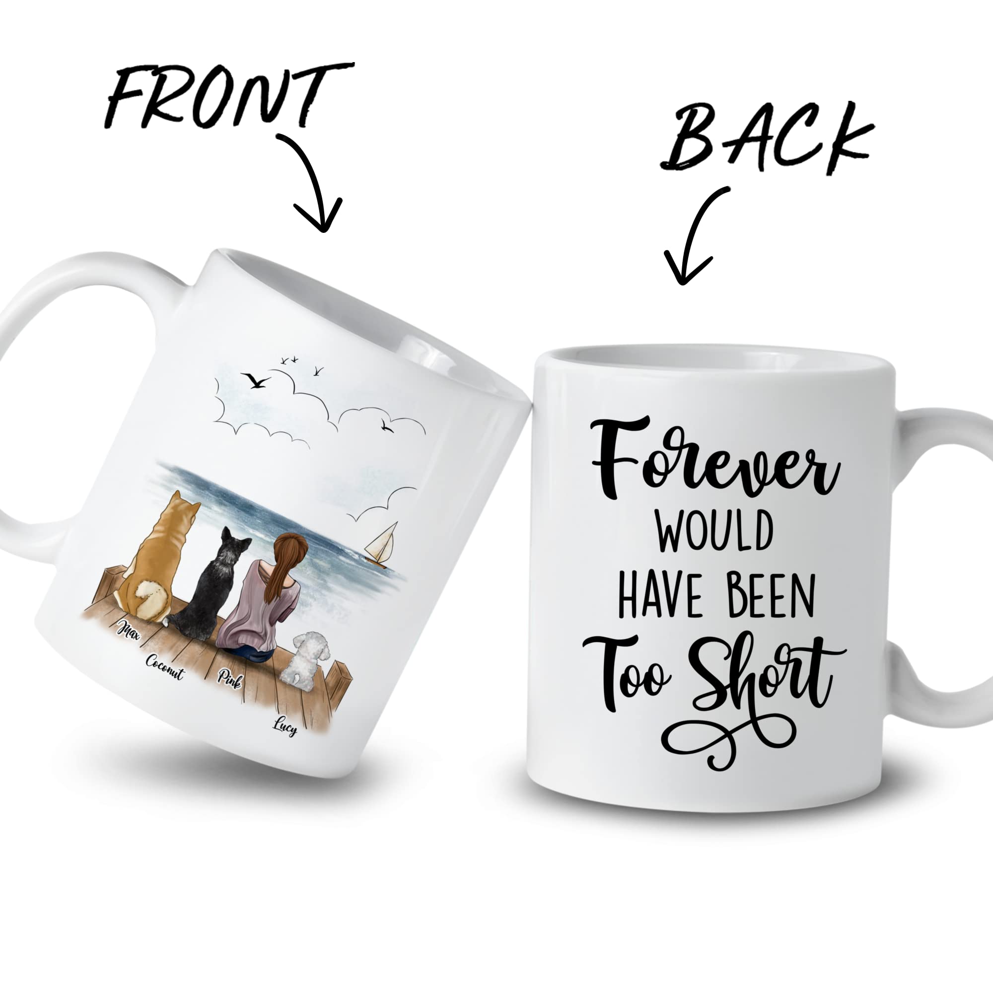 Custom Personalized Dog Mug - Unique Gift for Dog Moms & Pet Lovers, Engraved Coffee Cup with 3 Dogs Design - Perfect for Coffee, Tea, Gifts & Pet Memorials