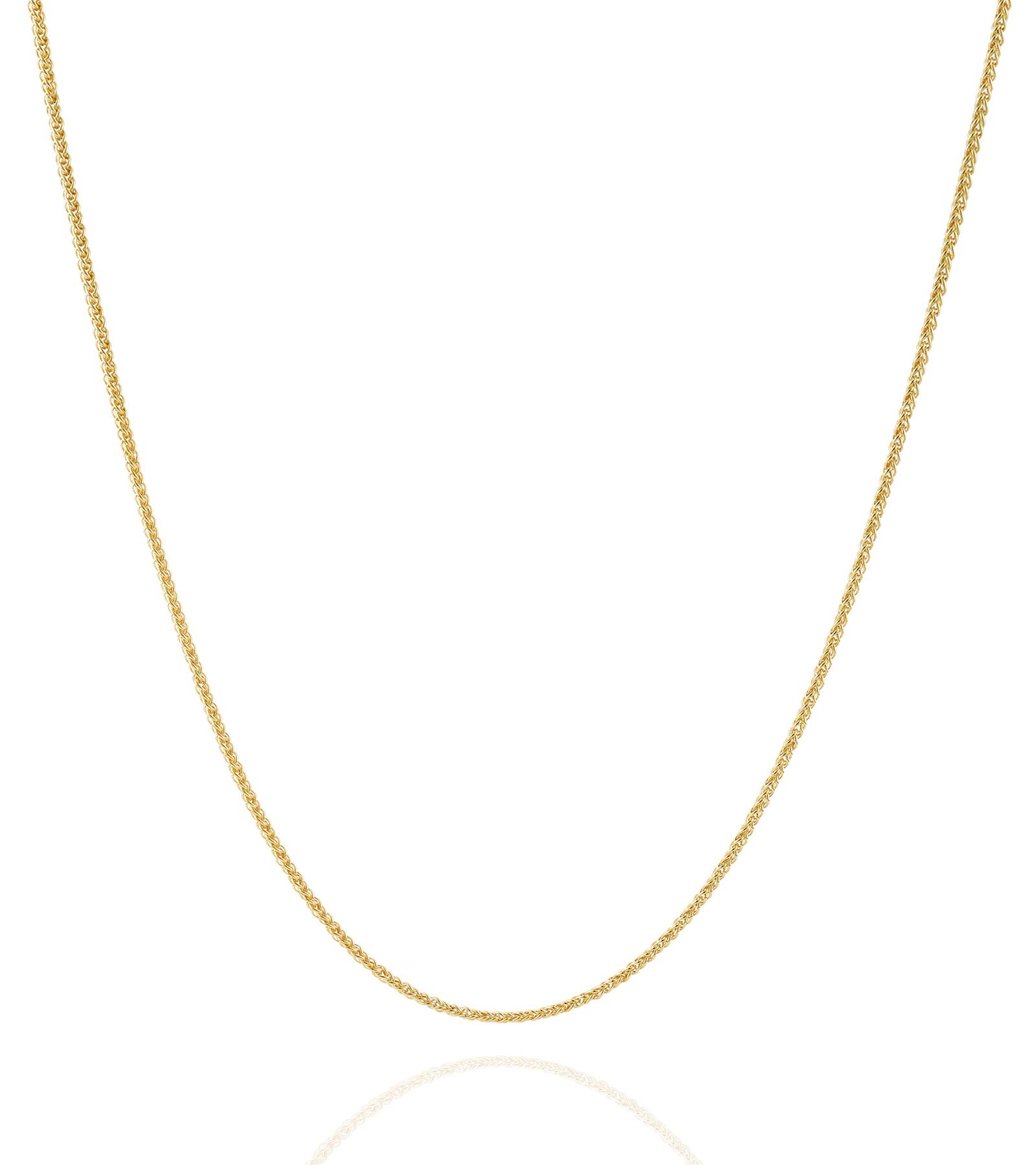 14K Solid Yellow Gold Filled Wheat Chain Necklace for Women & Men - 2.5mm & 3.2mm Round Palm Link Jewelry - Perfect for Everyday Wear, Gifts & Special Occasions