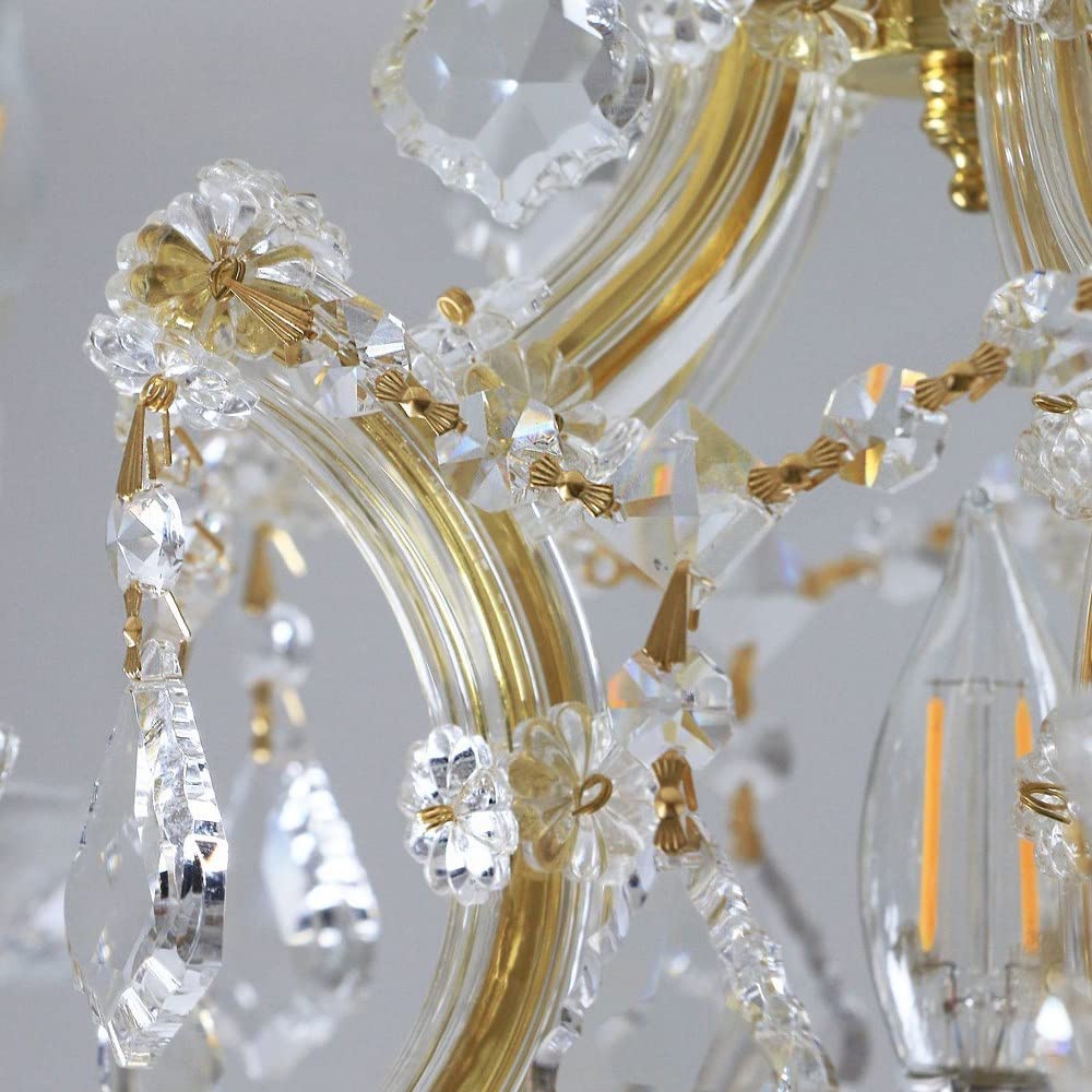 Brentwood 6-Light Strass Crystal Gold Drum Shade Chandelier - Elegant Ceiling Lighting Fixture for Dining Room, Living Room & Bedroom